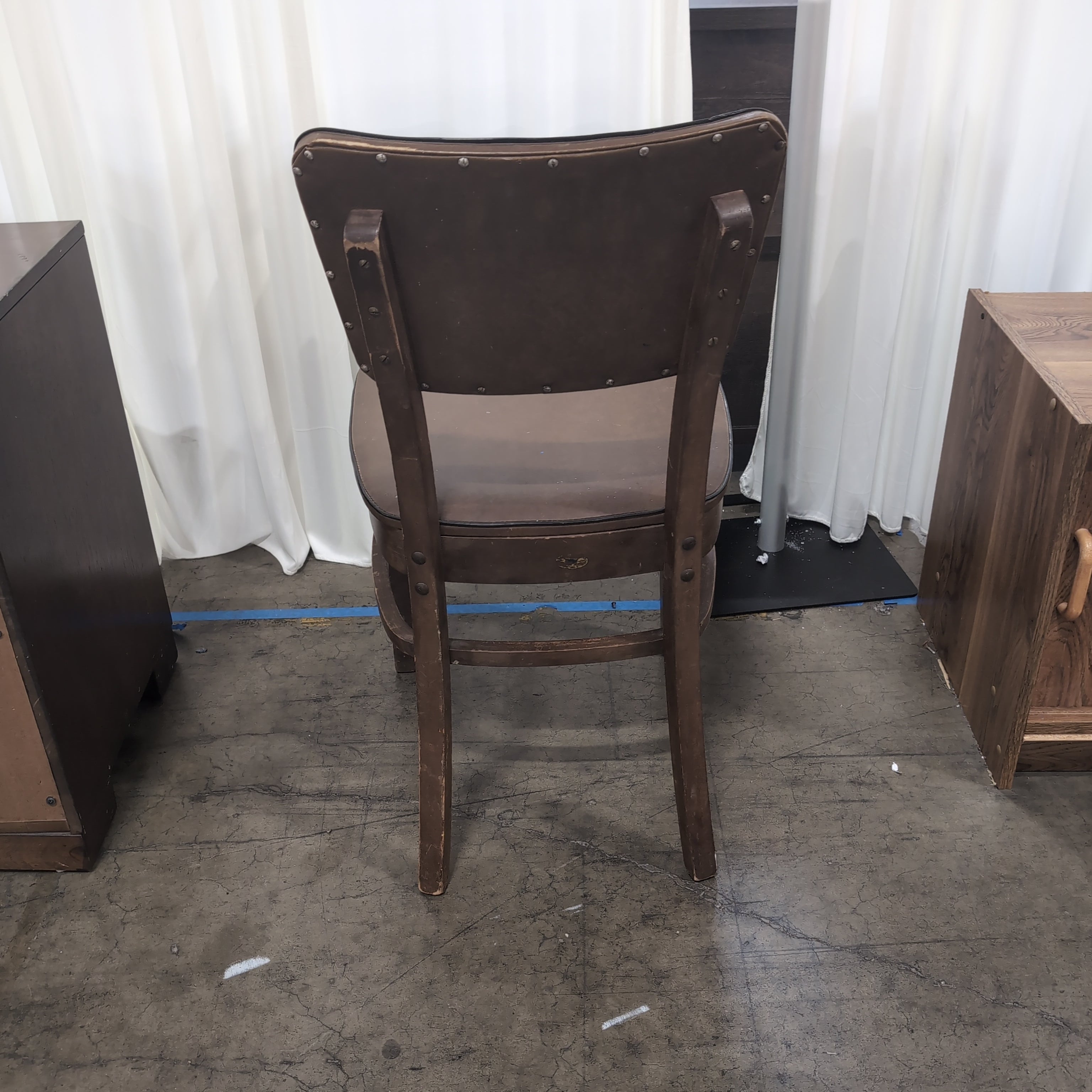 Brown Upholstered Wood Dining Chair