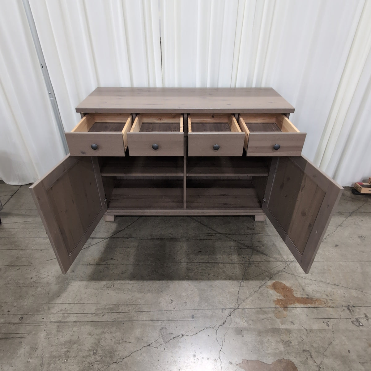 Brown Wood Three-Drawer Two-Door Buffet