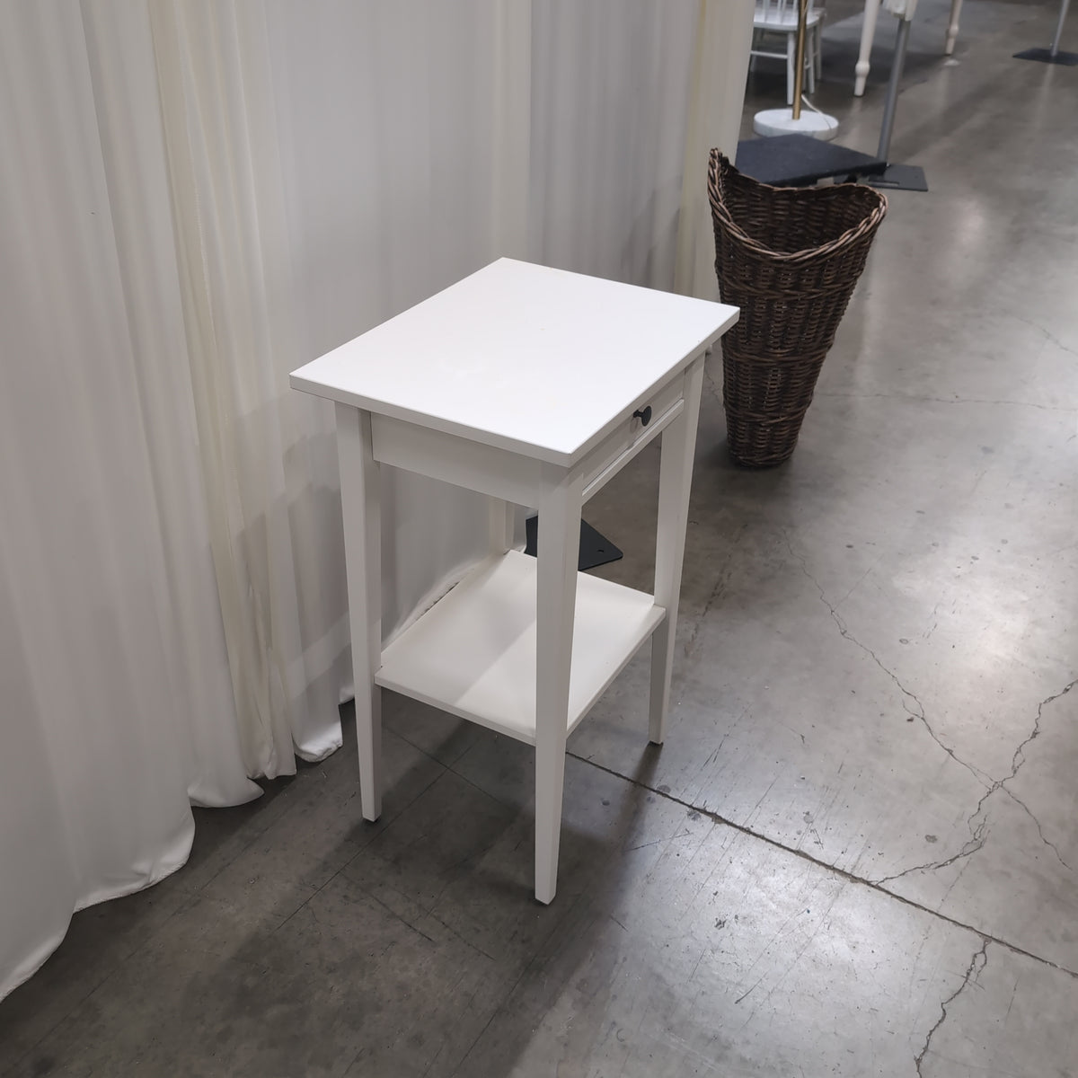 White Wood Nightstand with one drawer