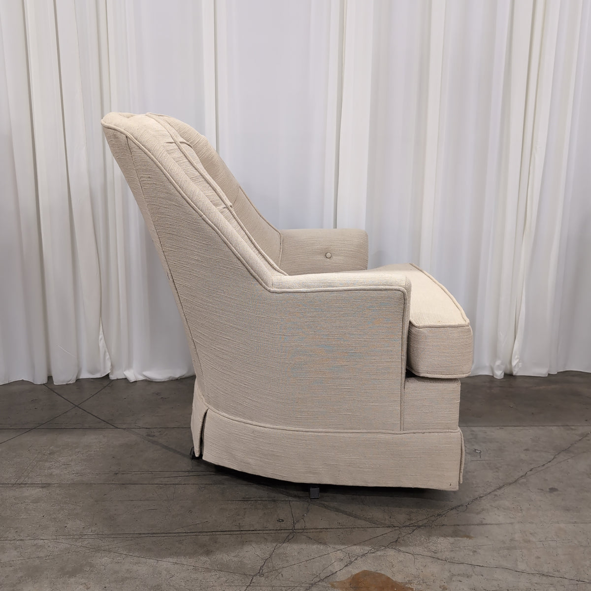 Tufted Beige Upholstered Club Chair with Rolled Arms