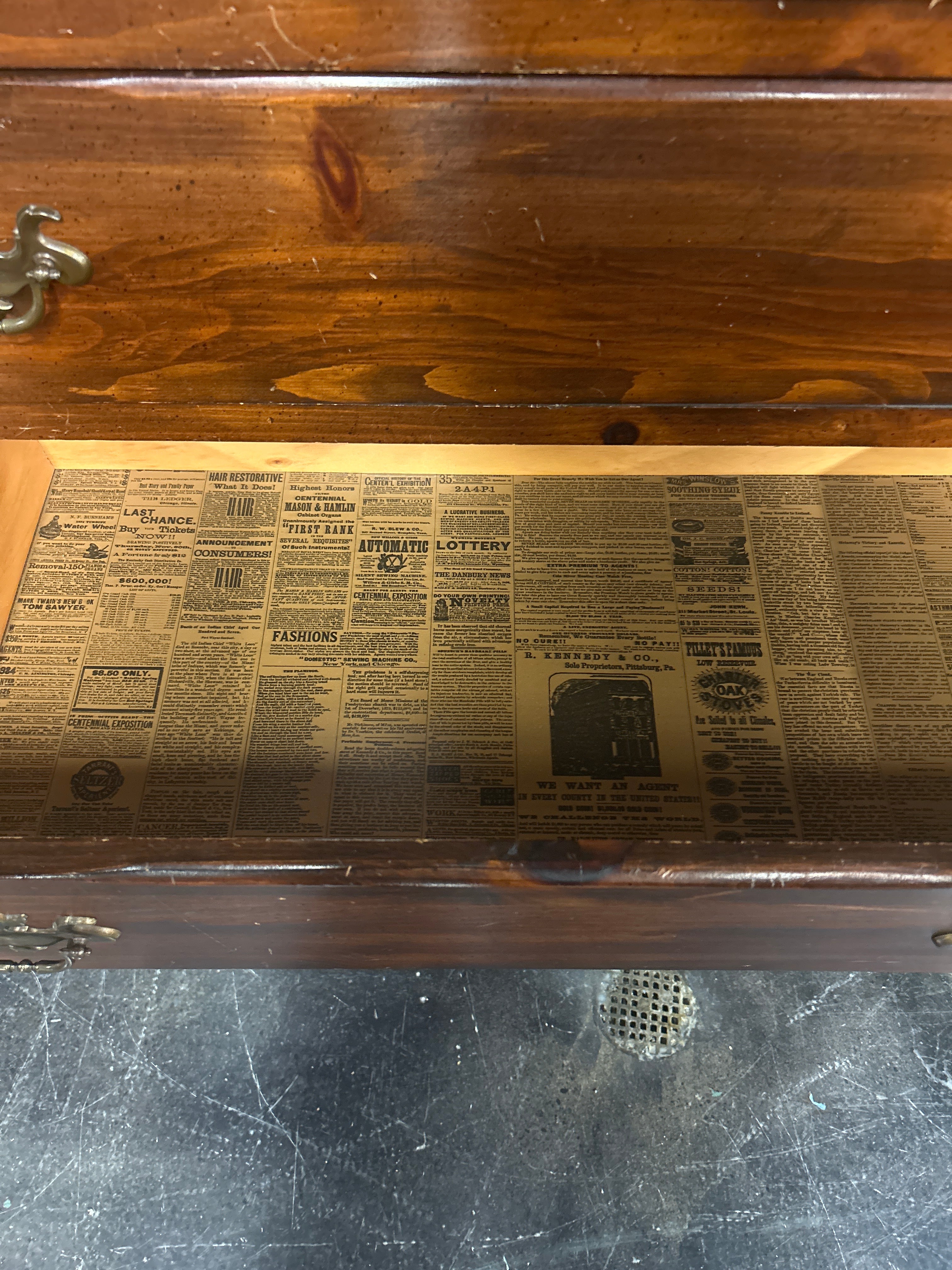 Rustic Brown Hardwood Five-Drawer Chest