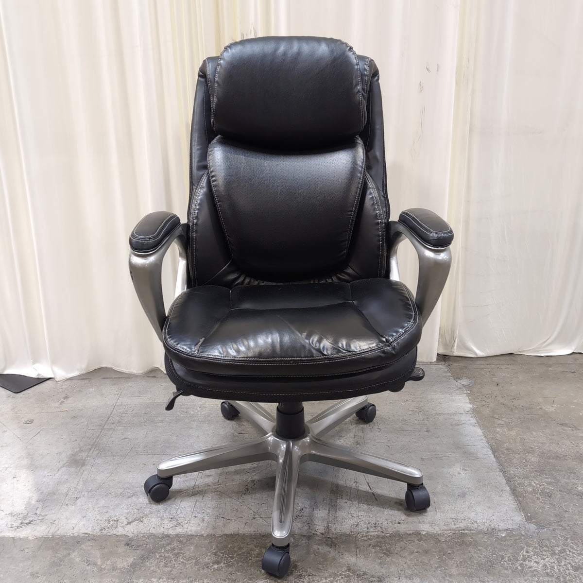 Black Padded Faux Leather Swivel Office Chair