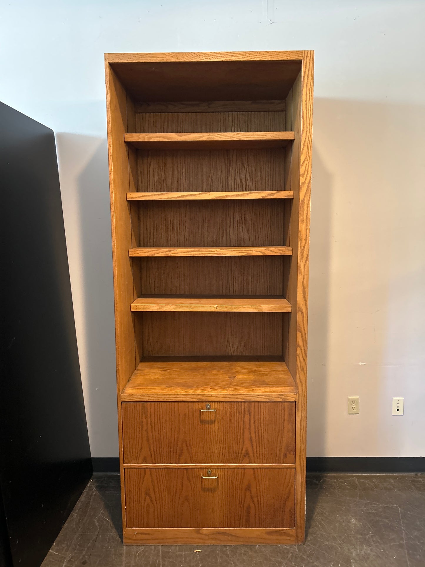 Rustic Oak Wood Storage Cabinet with Drawers