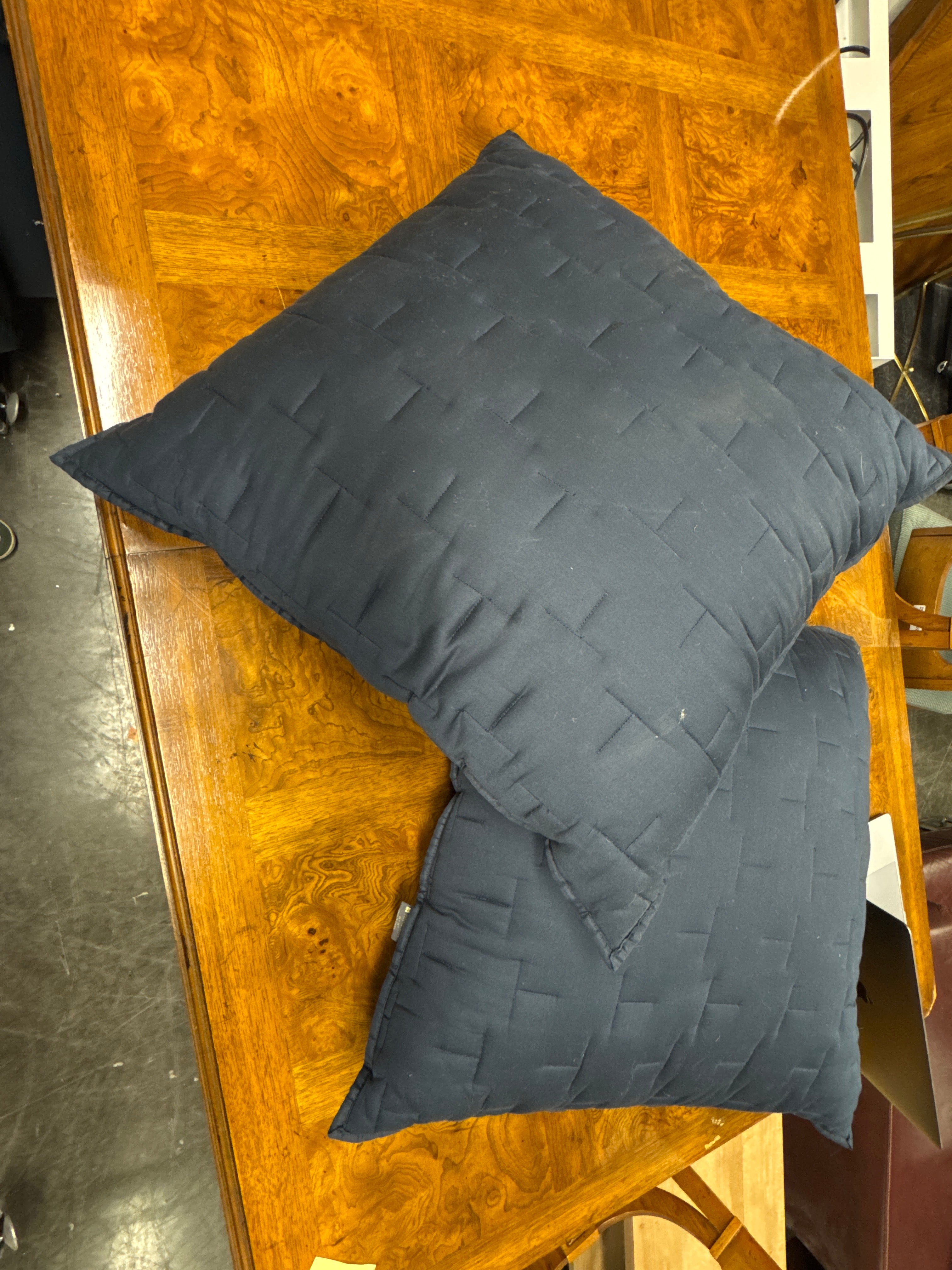 Navy Blue Quilted Throw Pillow