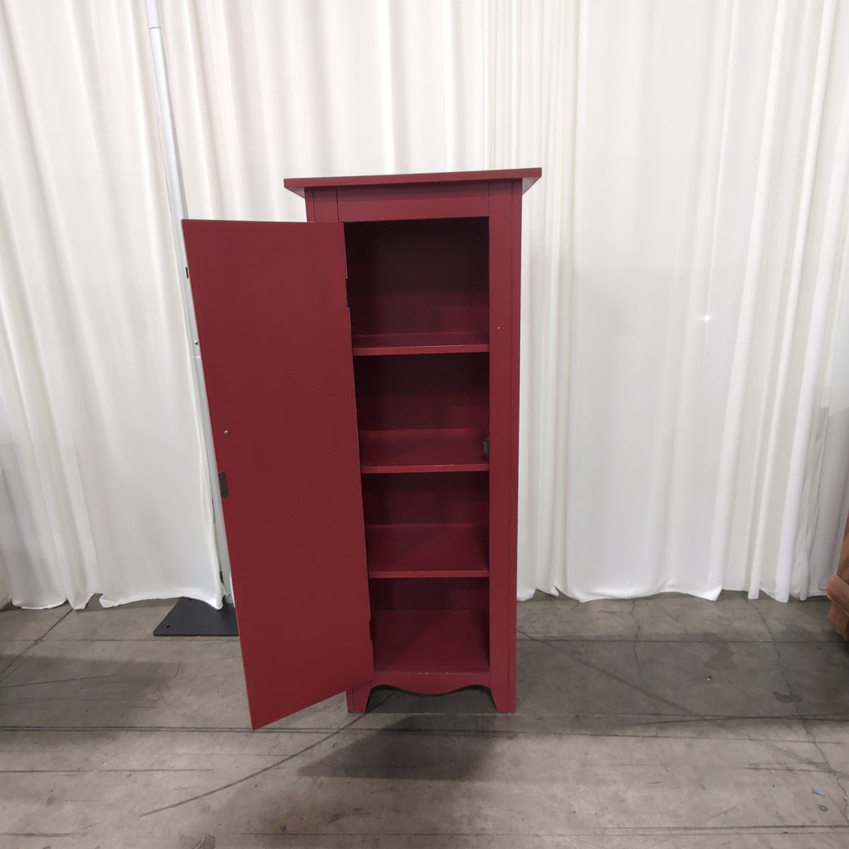 Red Painted Wood Accent Cabinet with Single Door