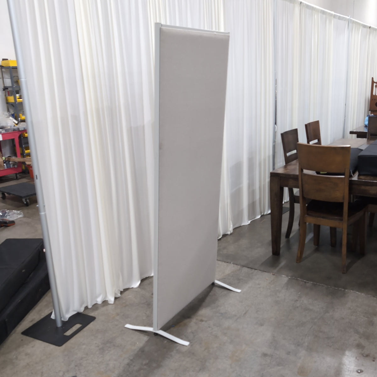 Grey Fabric Office Room Divider with White Metal Feet