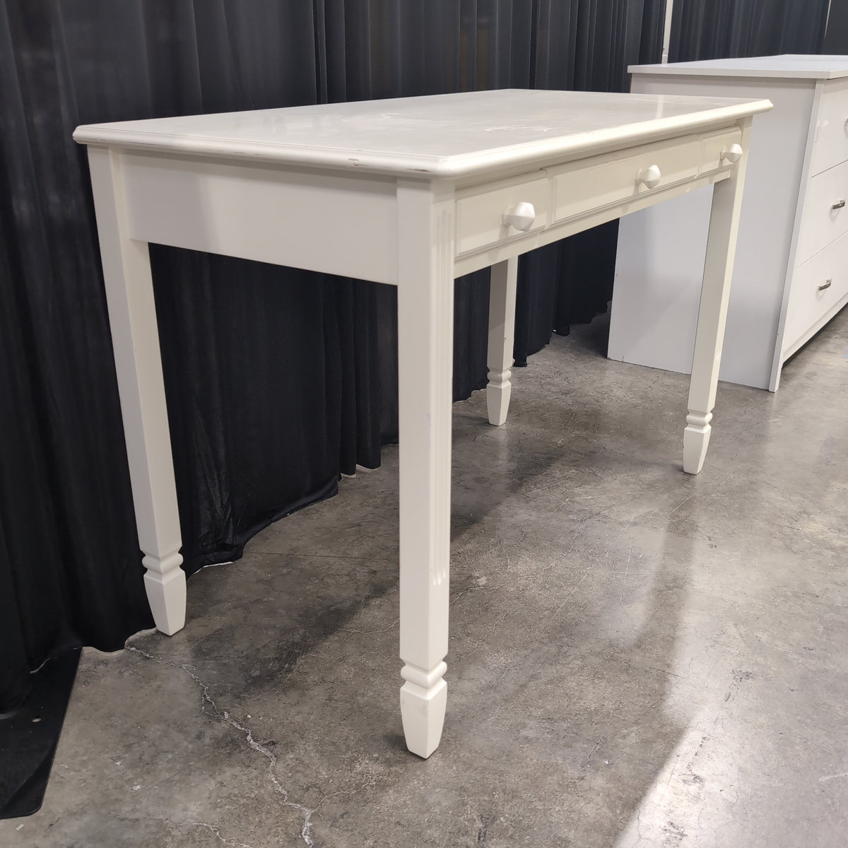 Cream Wood Two-Drawer Desk