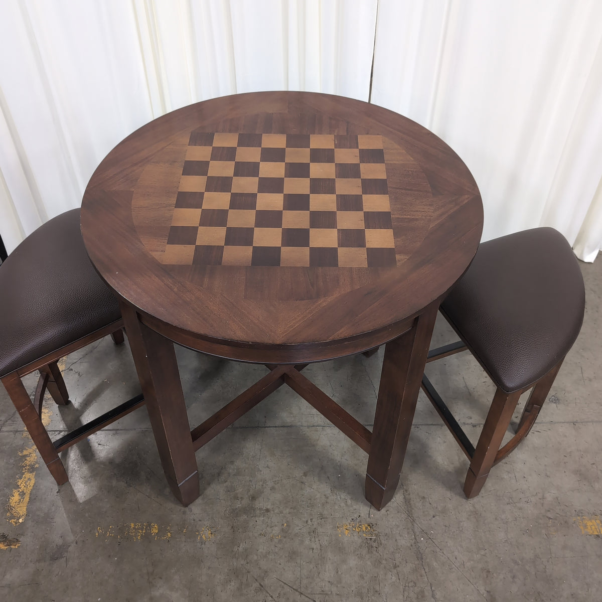 Dark Wood Counter Height Game Table with Three Stools