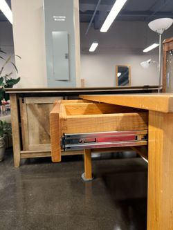 Light Oak Desk with Two Drawers