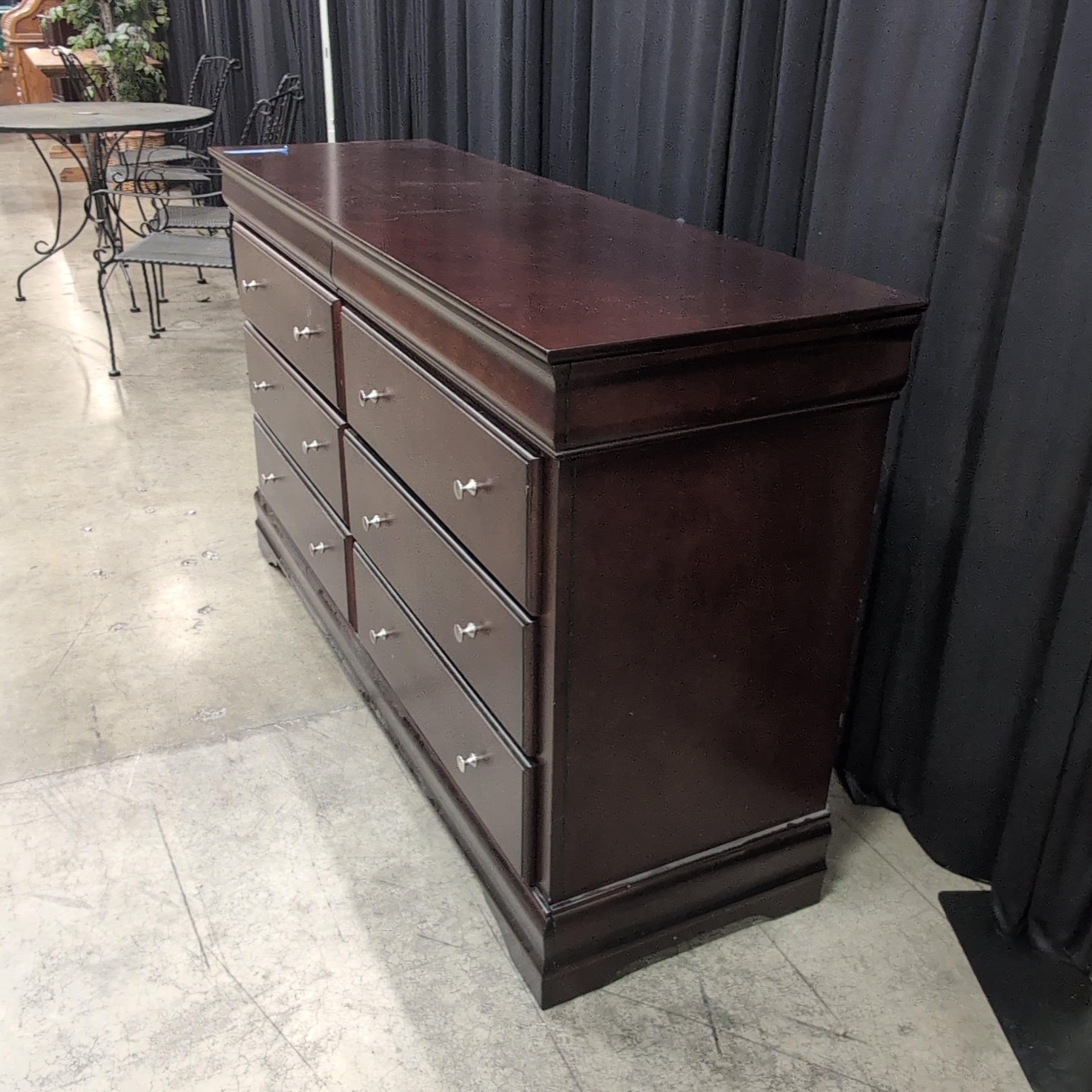 Traditional Six-Drawer Dresser in Dark Wood Finish