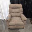 Tan Textured Fabric Recliner with Rolled Arms