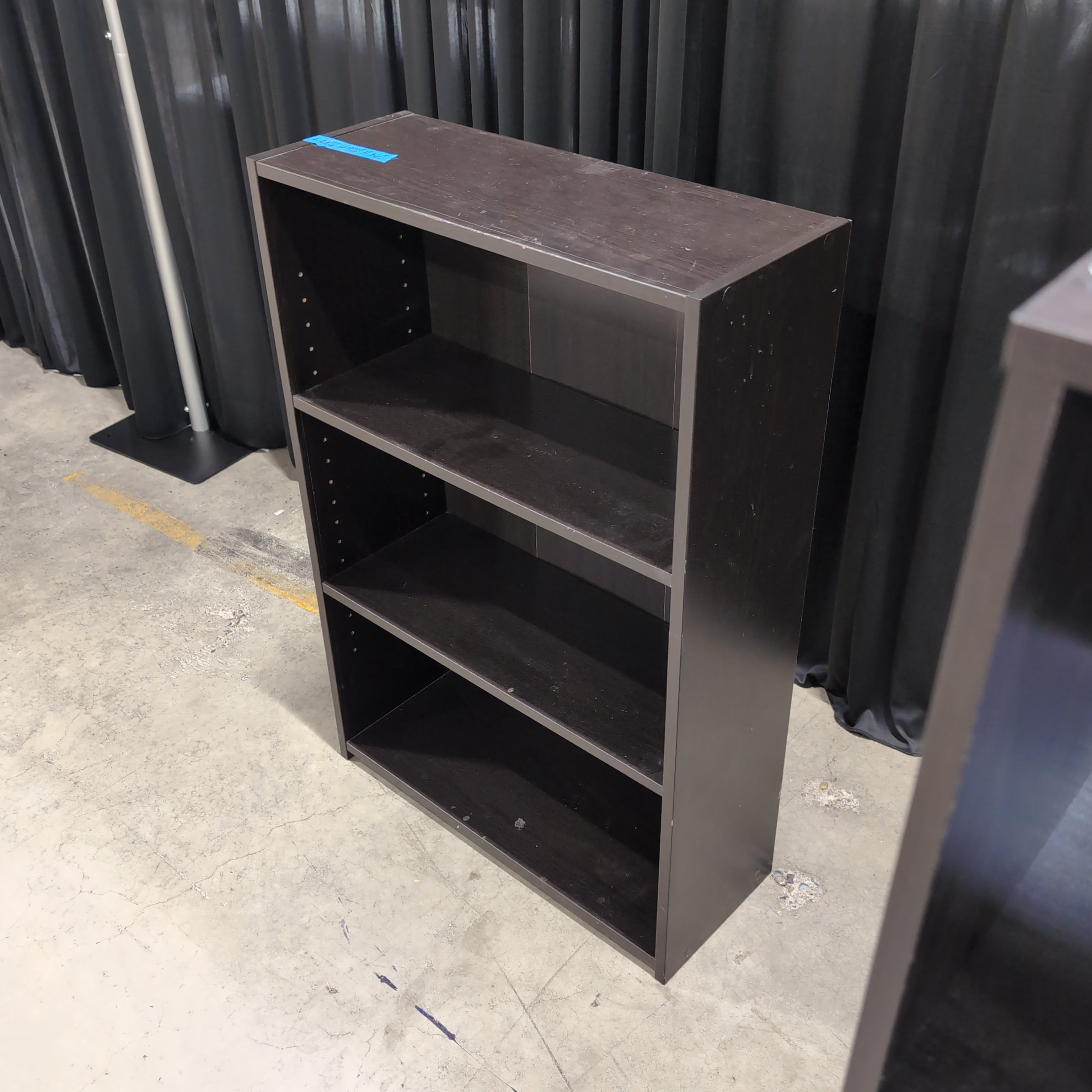 Dark Brown Three-Shelf Bookcase with Adjustable Shelves