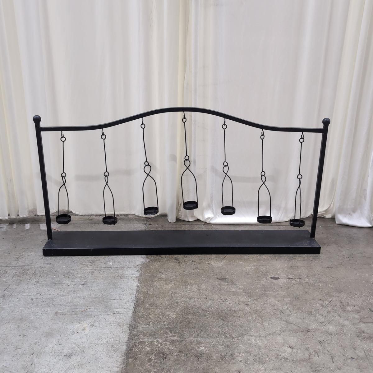 Black Wrought Iron Hanging Candle Holder Stand with Six Holders