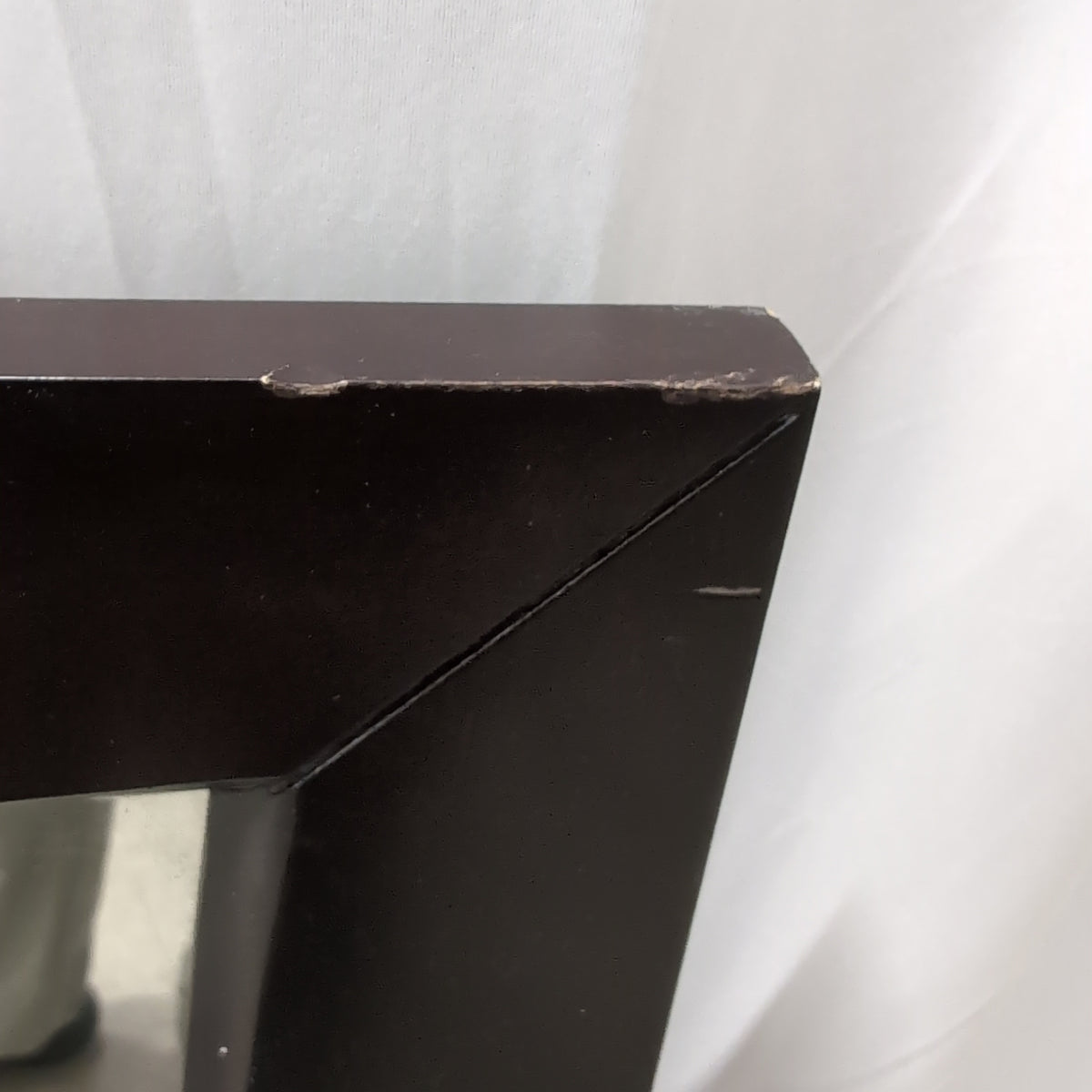 Dark Brown Wood Frame Mirror with a Ledge