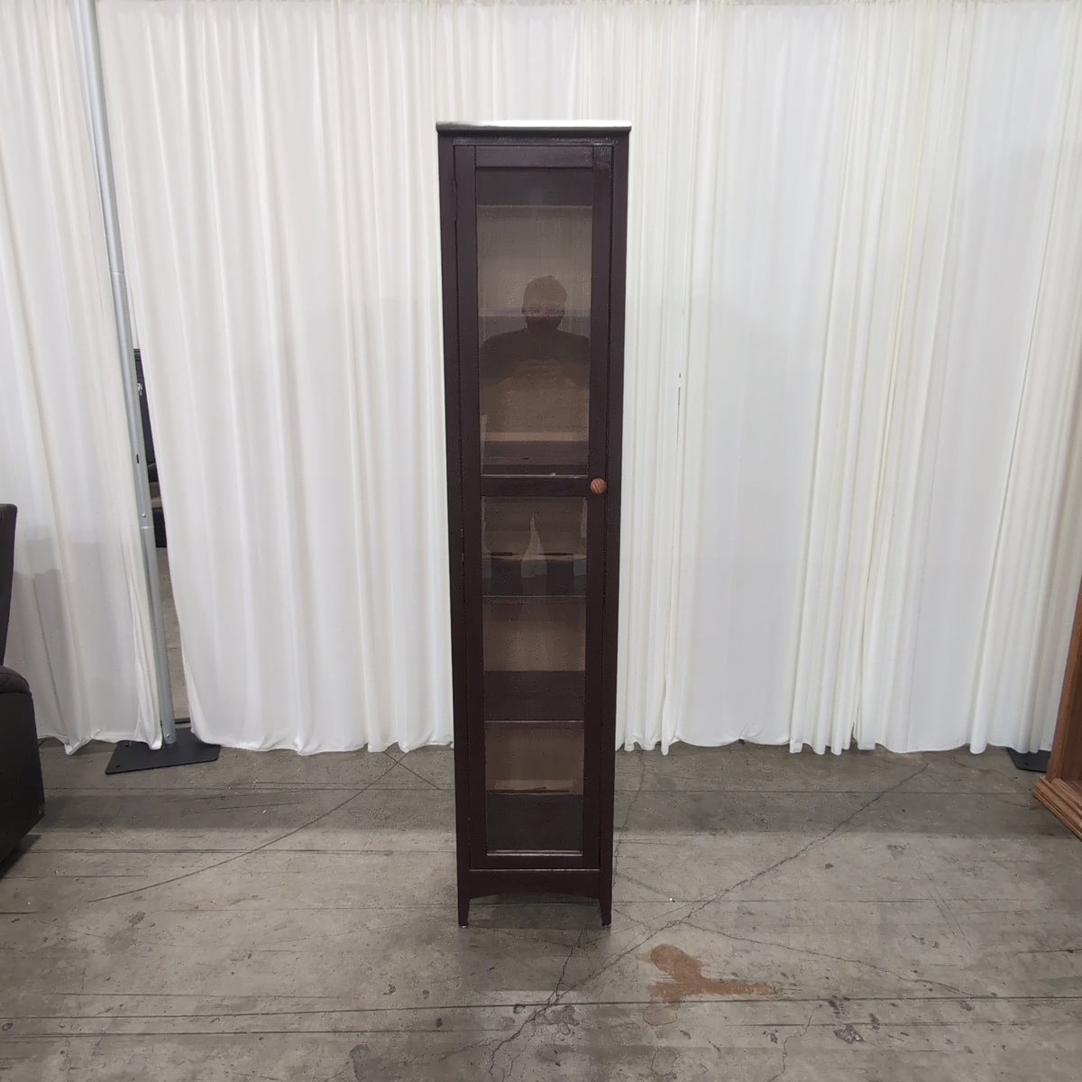Dark Brown Wood China Cabinet with Glass Door