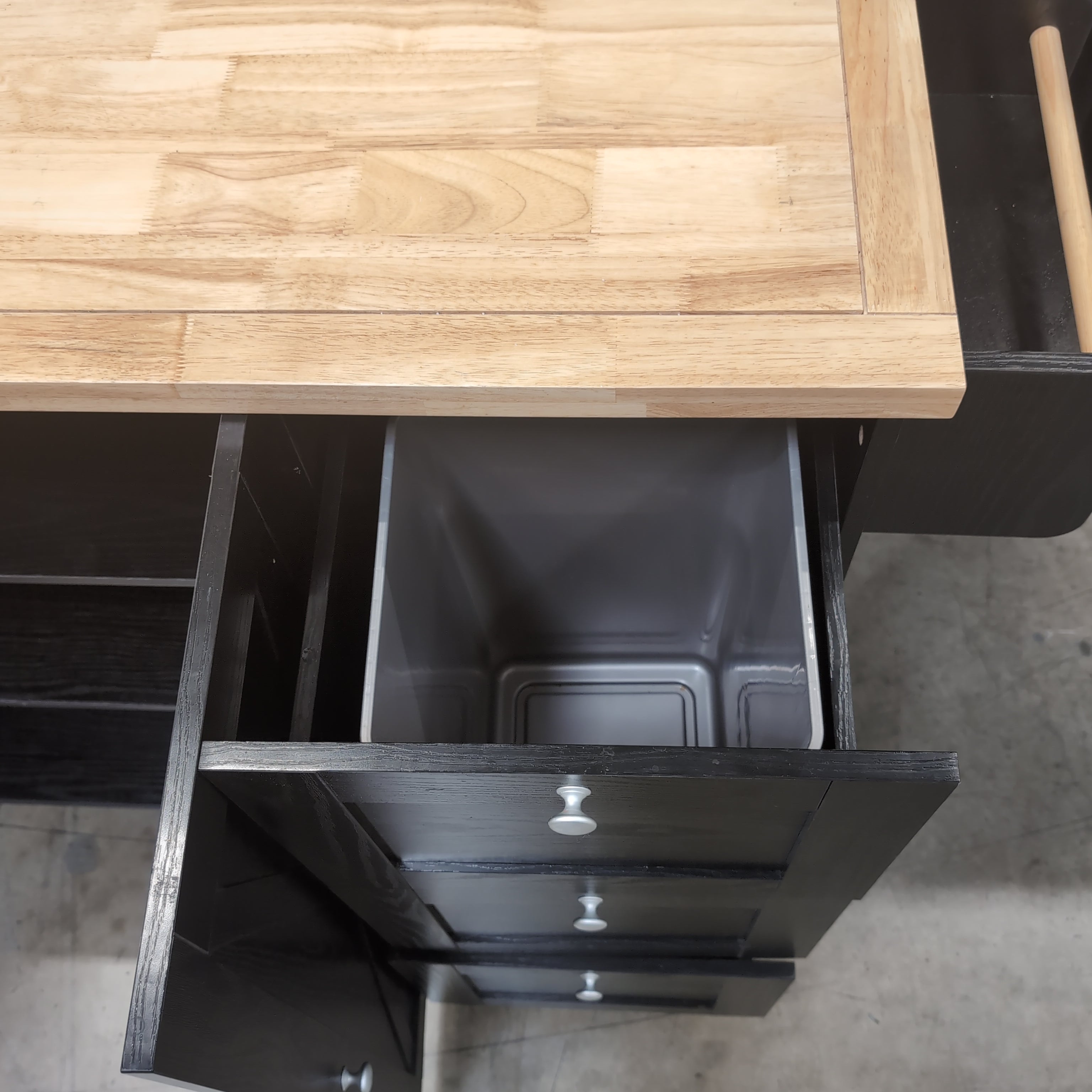 Dark Wood Kitchen Island with Butcher Block Top