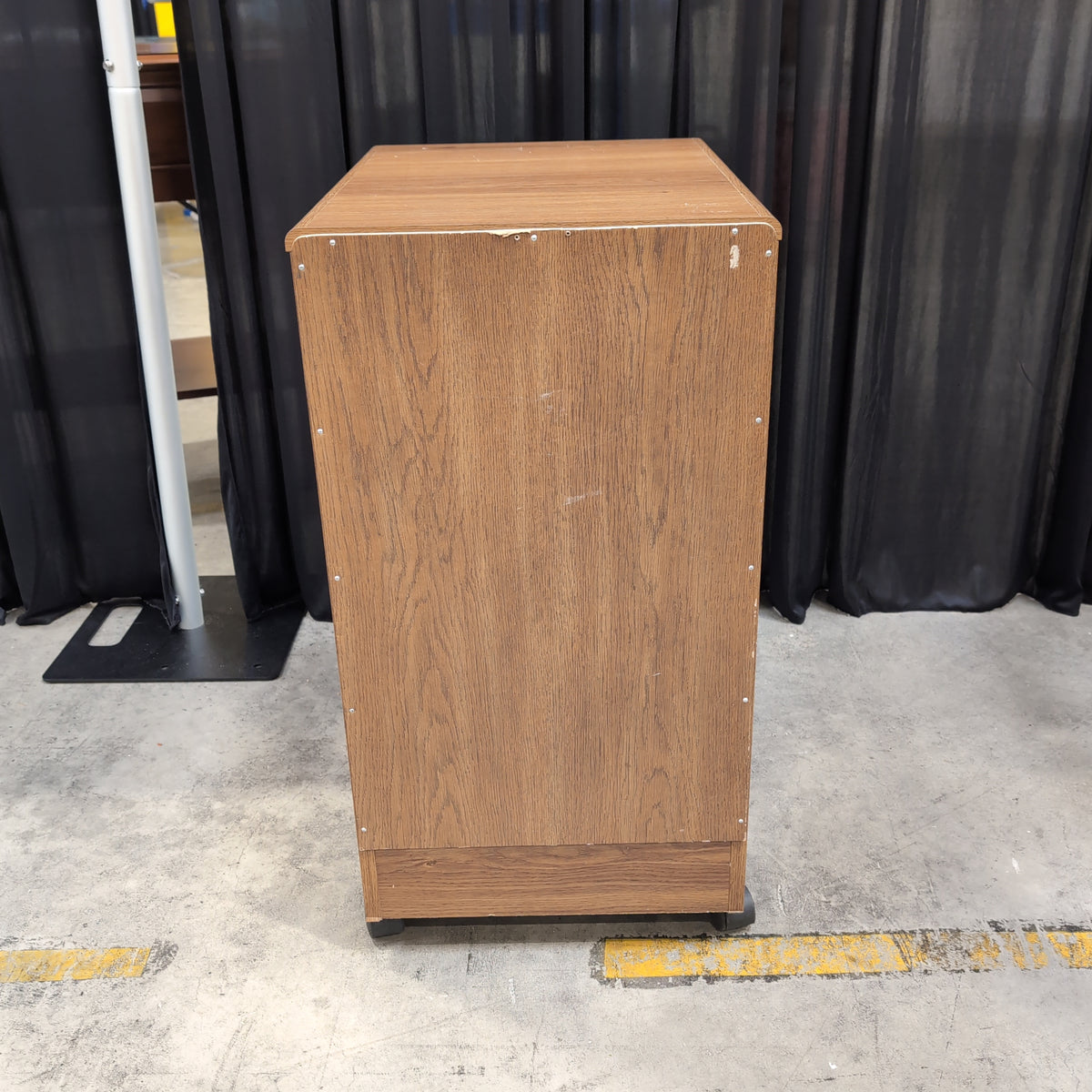 Brown Wood Grain Two-Drawer Nightstand with Casters