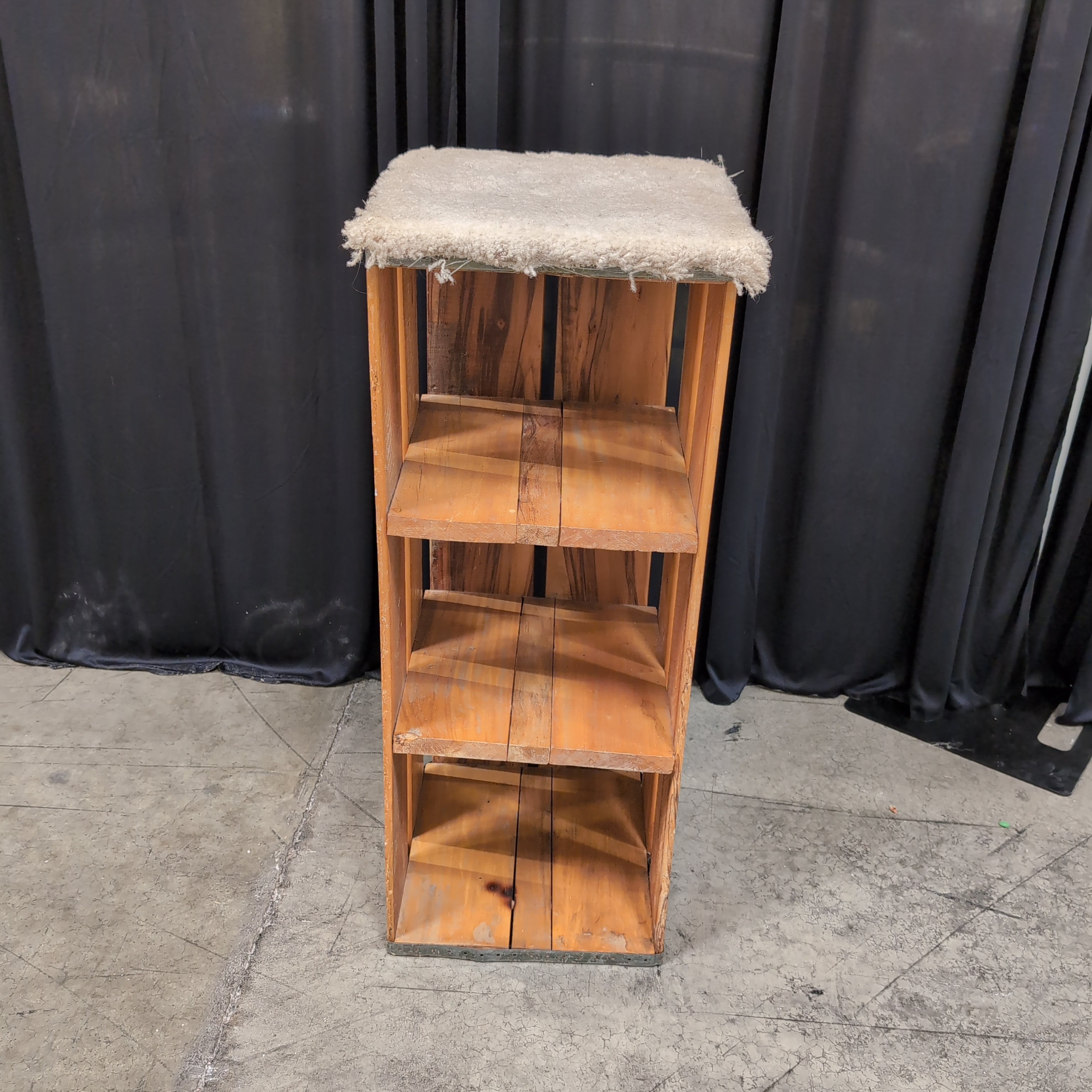 Rustic Wood Three-Shelf Bookcase with Metal Accents