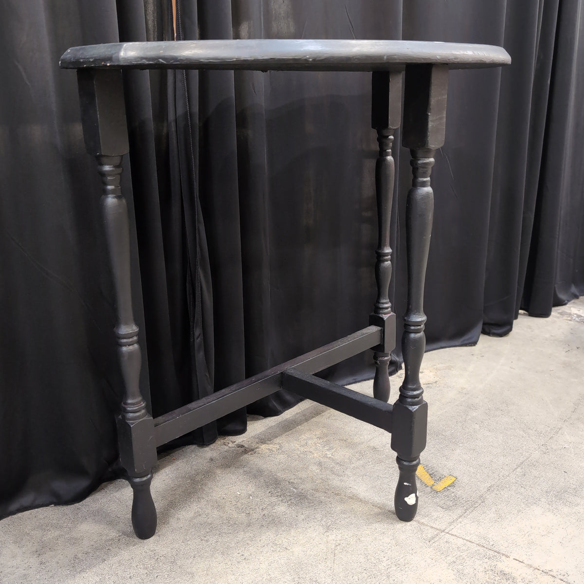 Demilune Dark Grey Console Table with Turned Legs