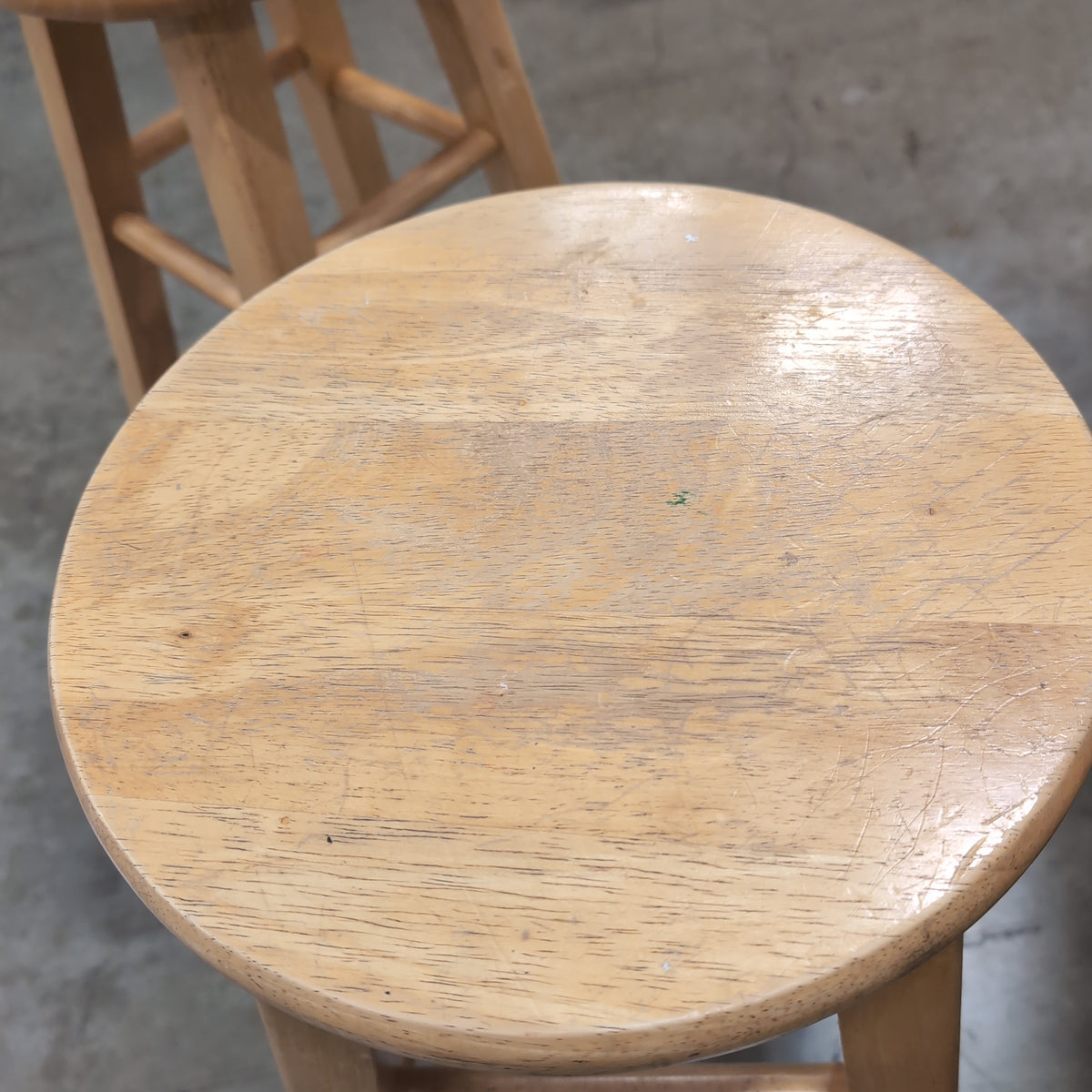 Natural Wood Round Top Bar Stool