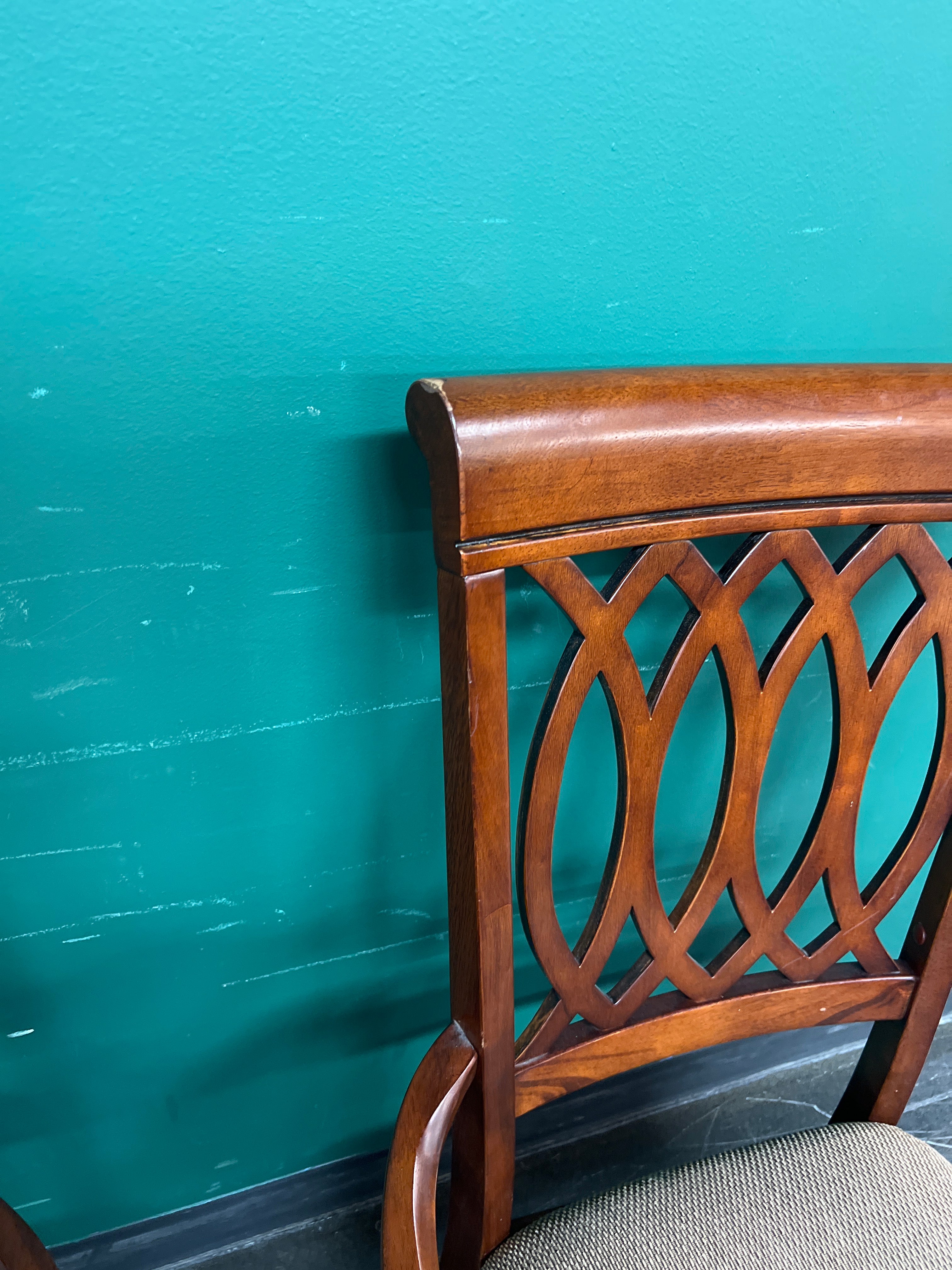 Pair of Fabric Seat Dining Captain Chairs