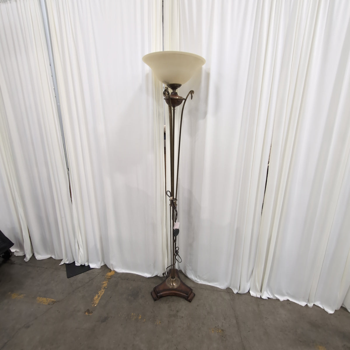 Traditional Bronze Tone Floor Lamp with Frosted Glass Shade
