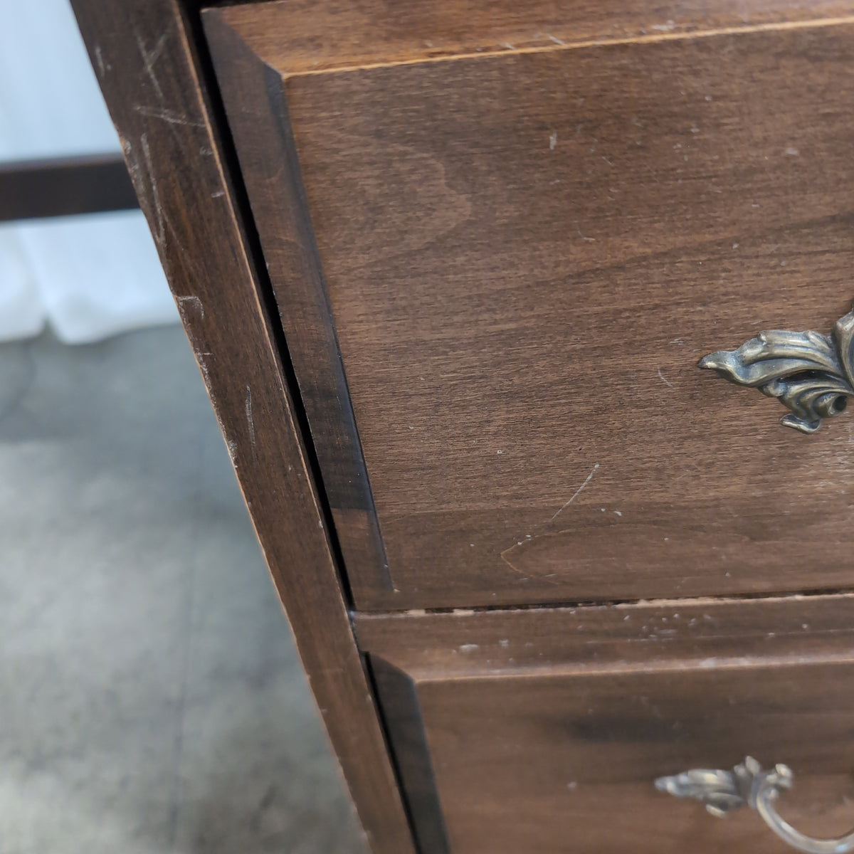 Dark Wood Traditional Style Desk with Ornate Hardware