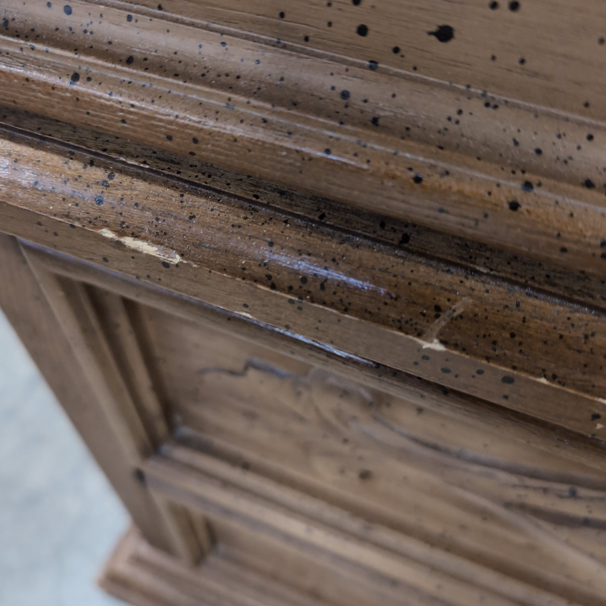 Light Brown Wood French Provincial Armoire with Ornate Hardware