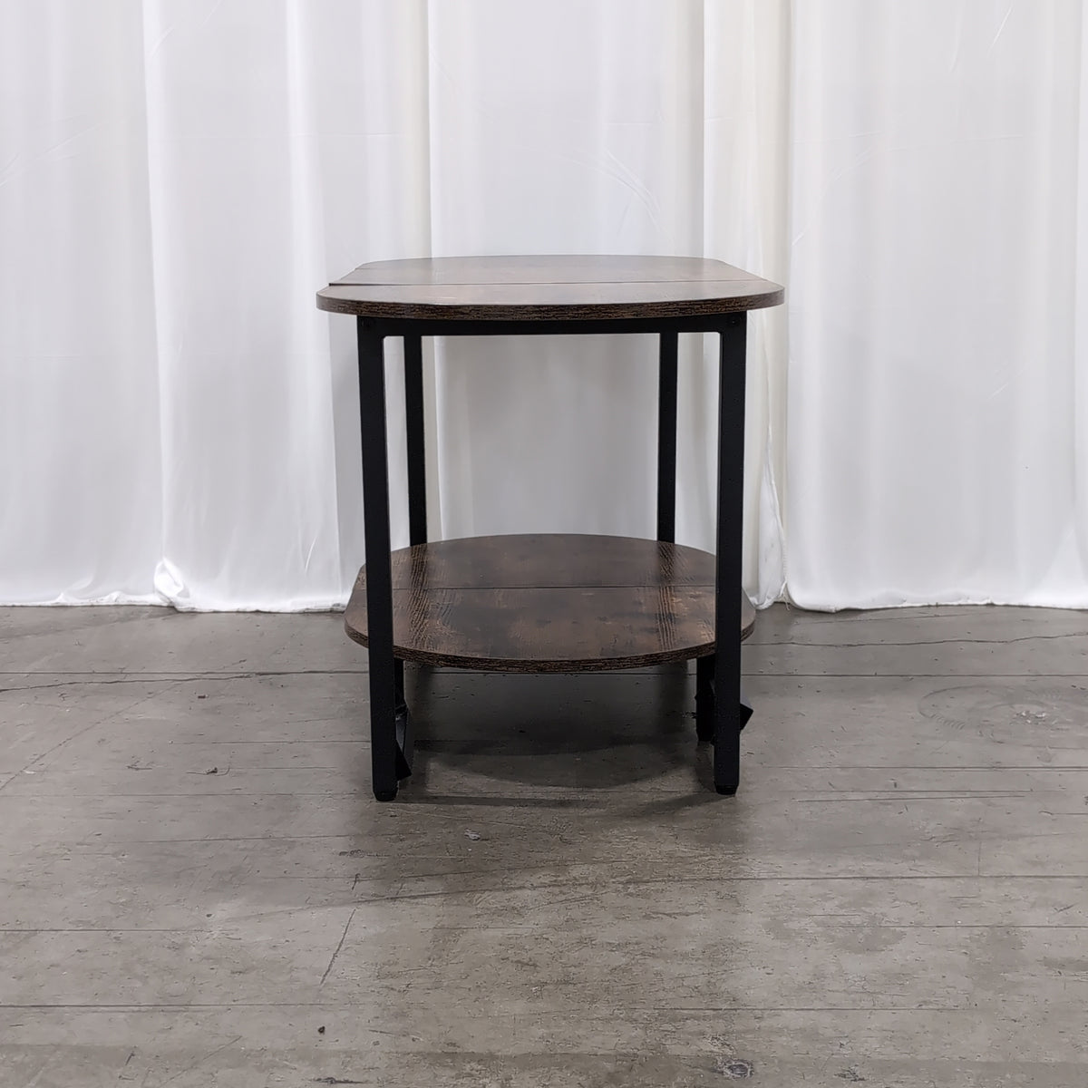Dark Brown Oval Coffee Table with Two Tiers