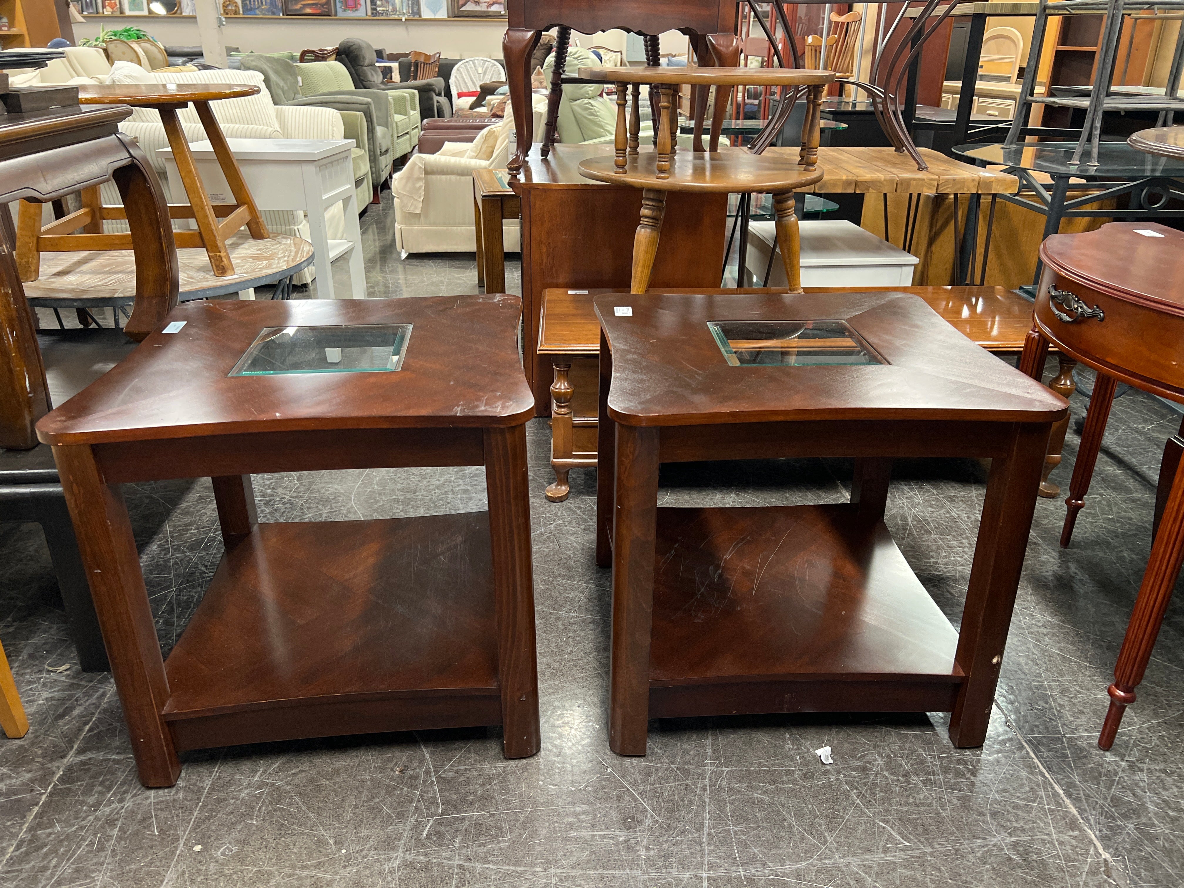 Pair of Dark Wood Side Table