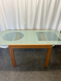 Expandable Wood Table With Glass