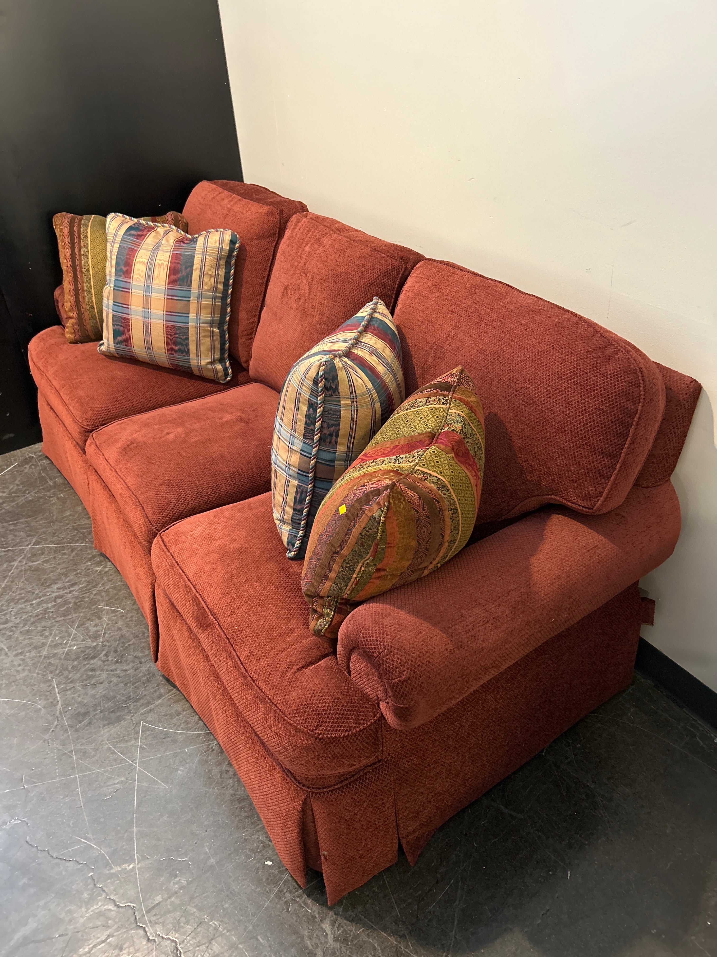 Sherrill Burgundy 3-Seater Sofa in Good Condition