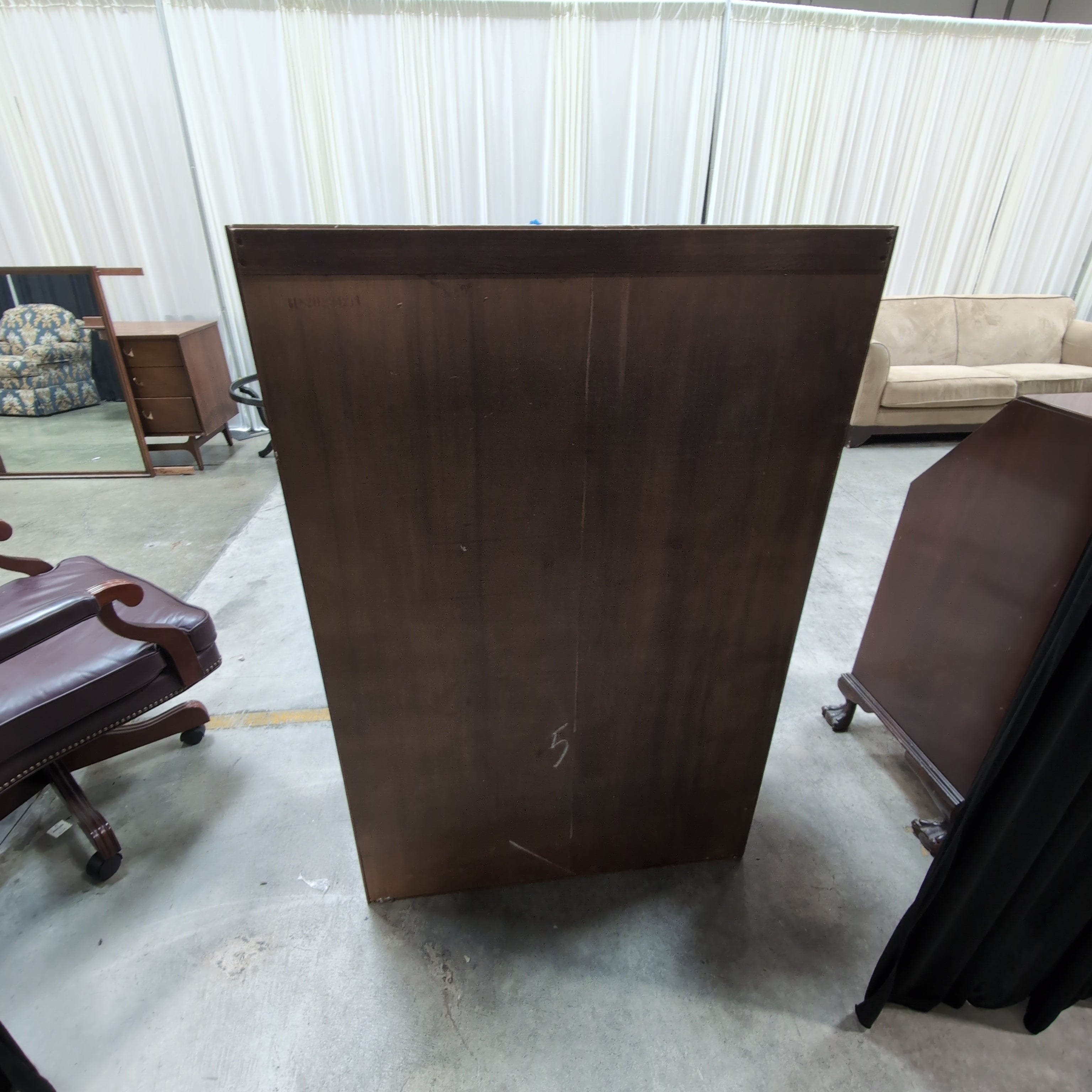 Traditional Brown Wood China Cabinet with Diamond Mullions