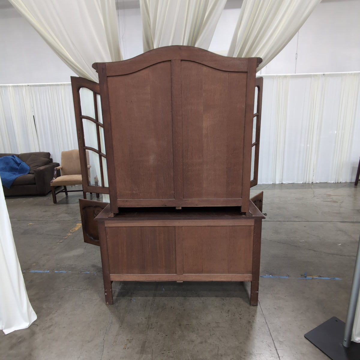French Provincial Style Wood China Cabinet with Glass Doors