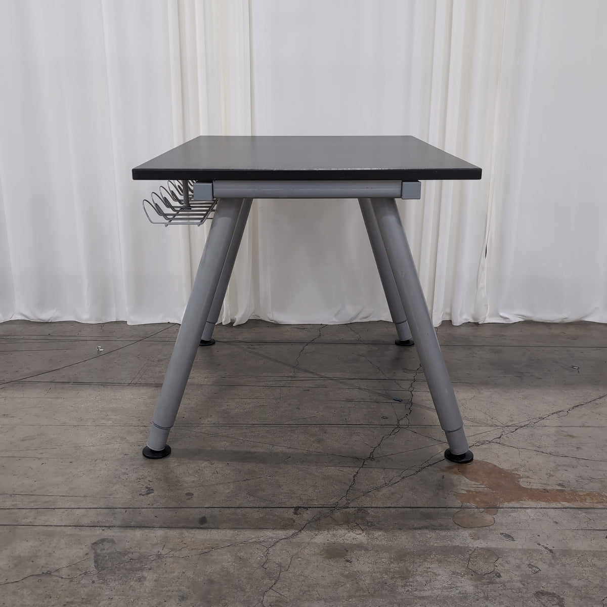 IKEA Minimalist Dark Top Desk with Metal Legs