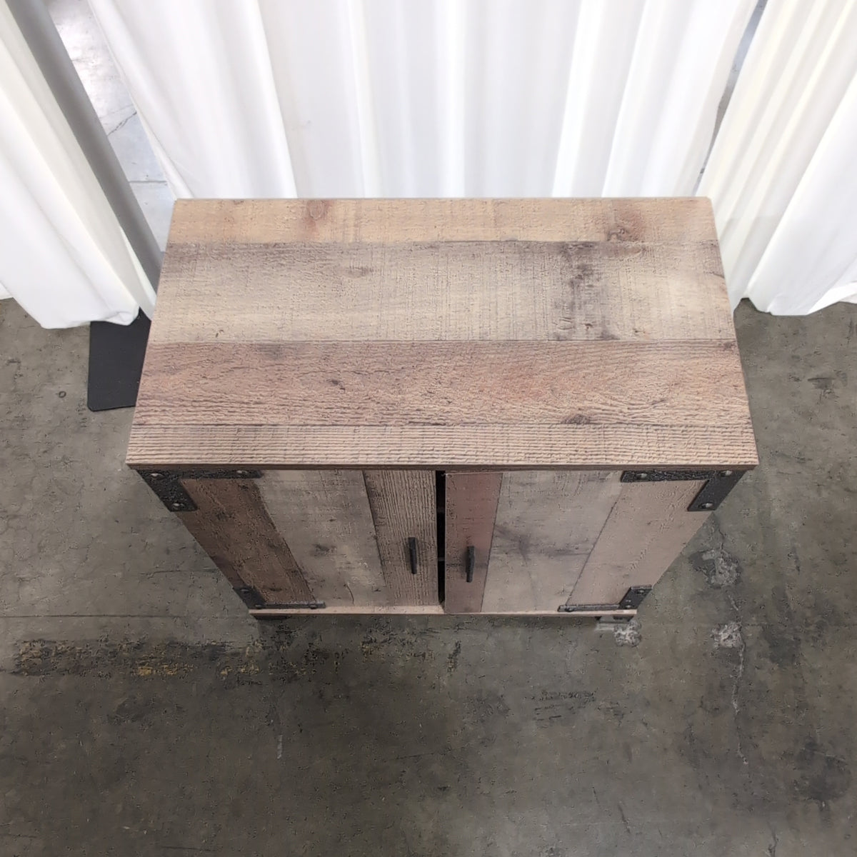 Braxton Studios Rustic Wood Look Two-Door TV Stand with Metal Accents