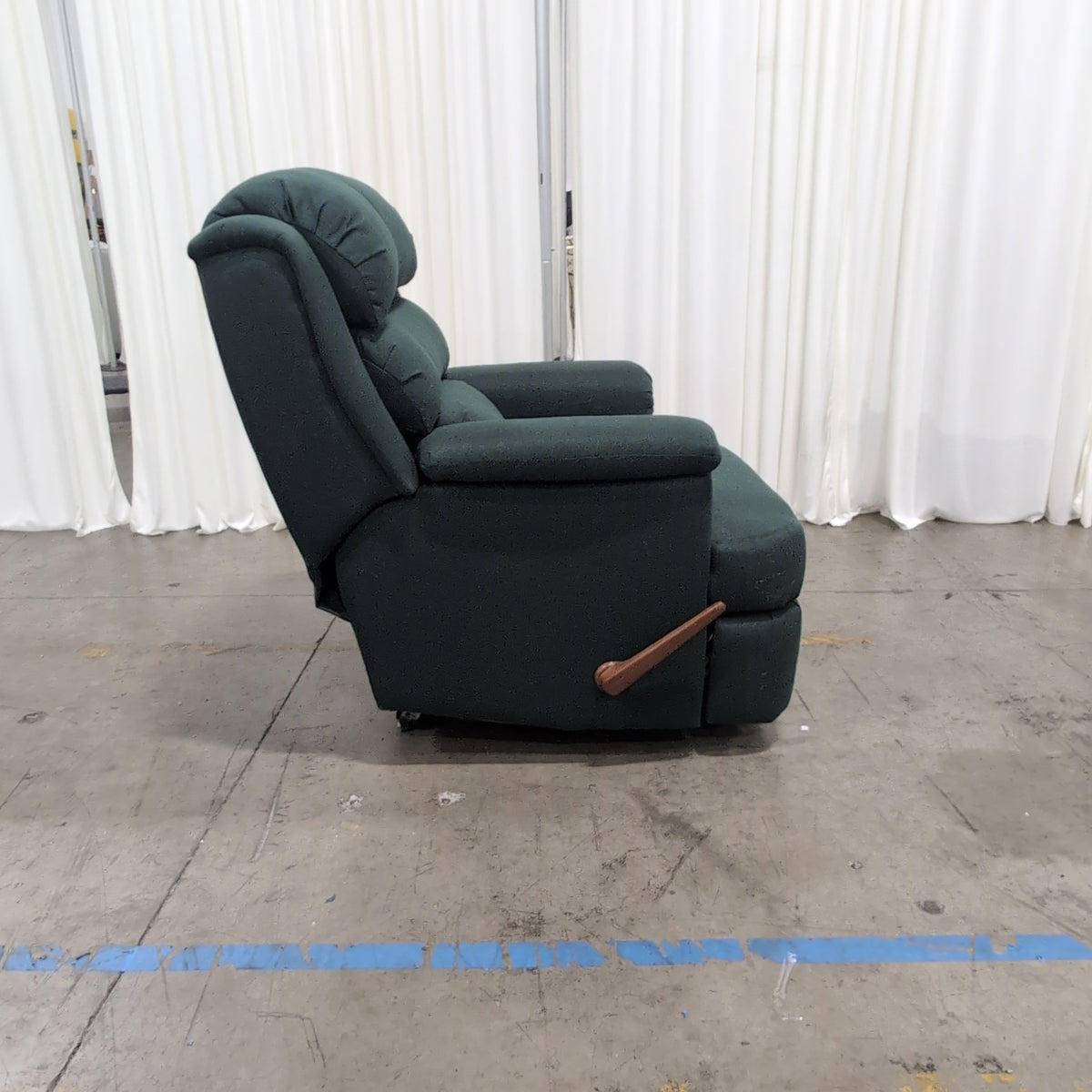 Dark Green Fabric Recliner with Padded Arms