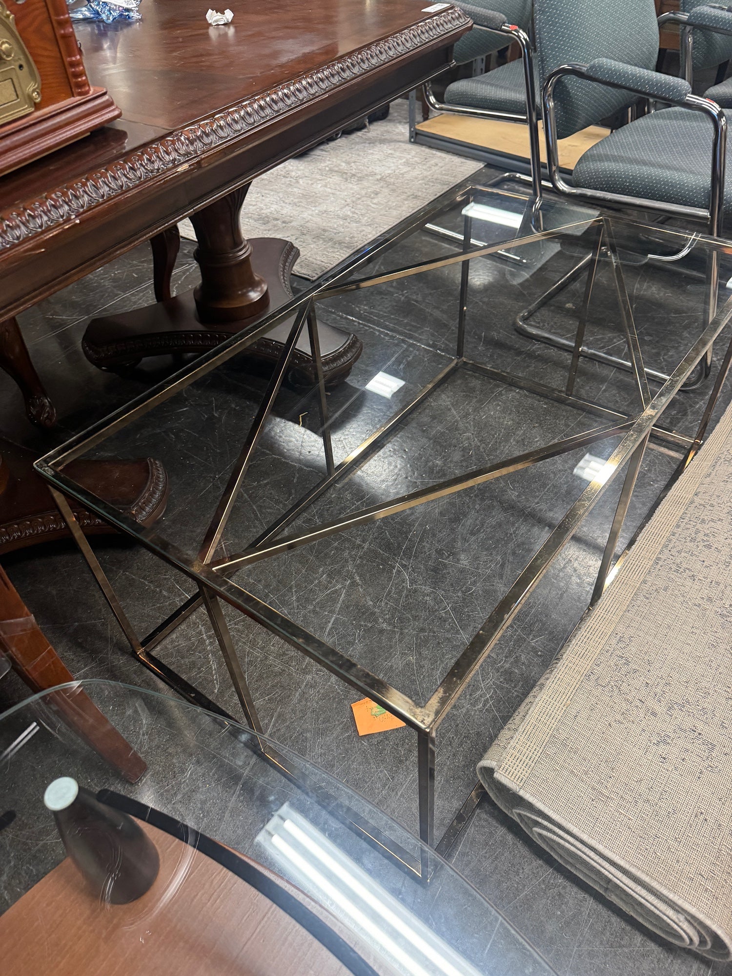 Glass Coffee Table with Gold Base