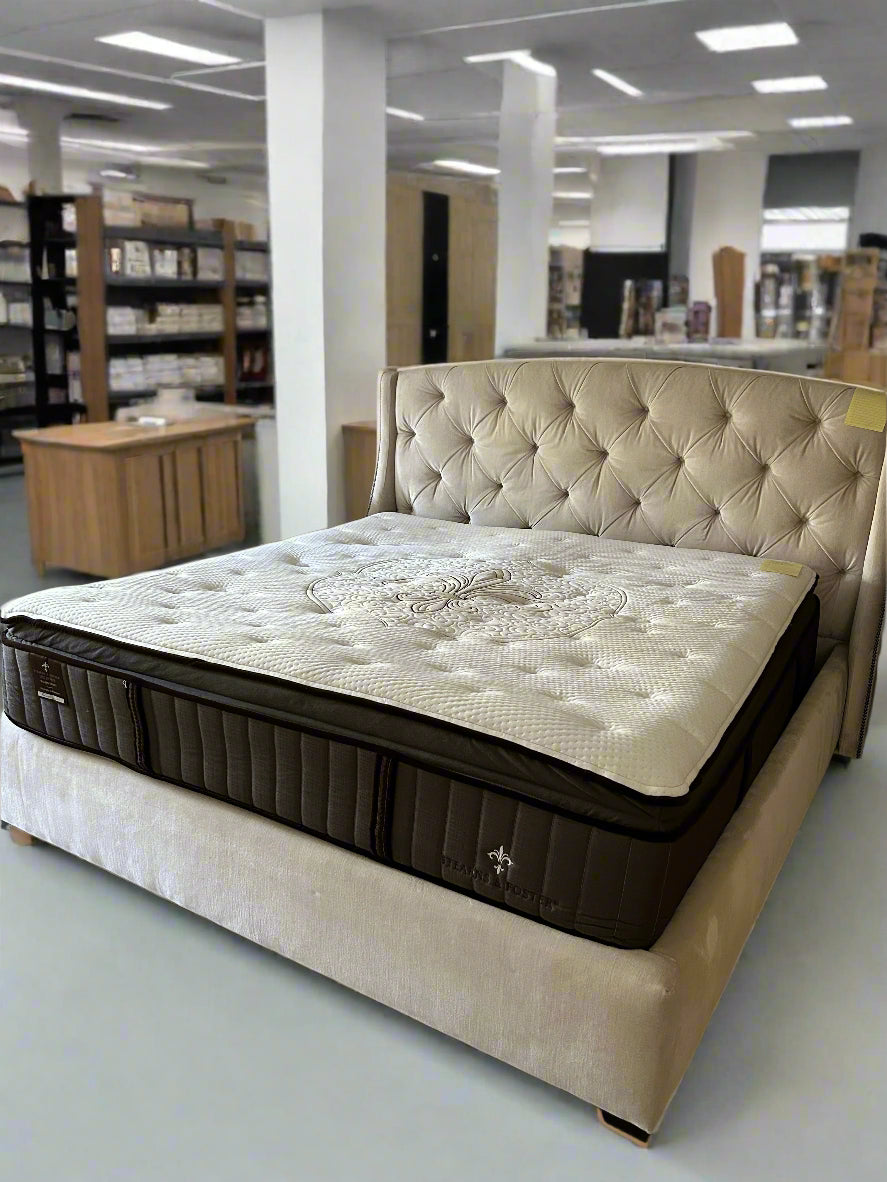 Cream Tufted Ethan Allen Queen Bedframe