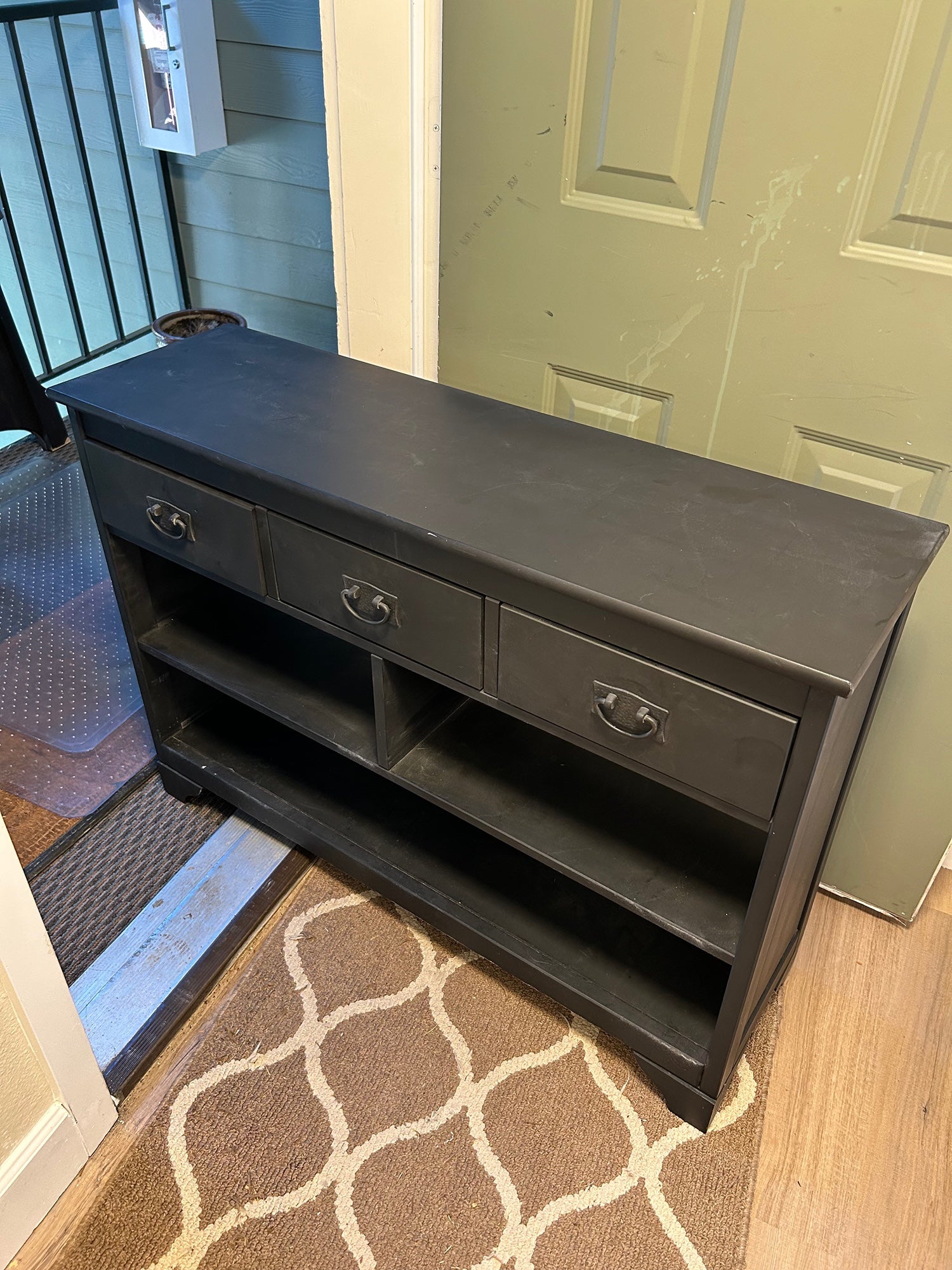 3 Drawer Black Entry Console Table