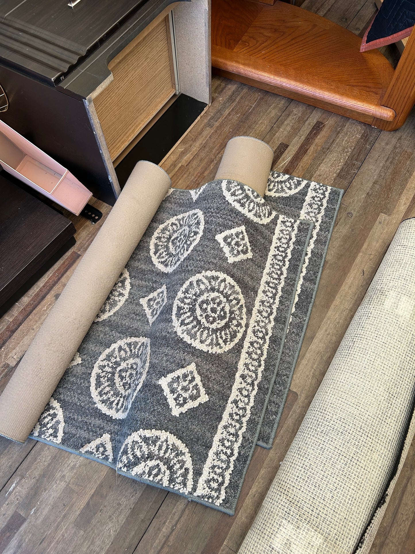 Grey And White Boho Runner