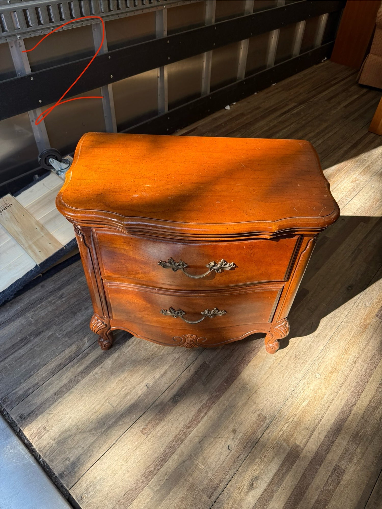 2 Drawer Nightstand With Brass Pulls (Set of 2)