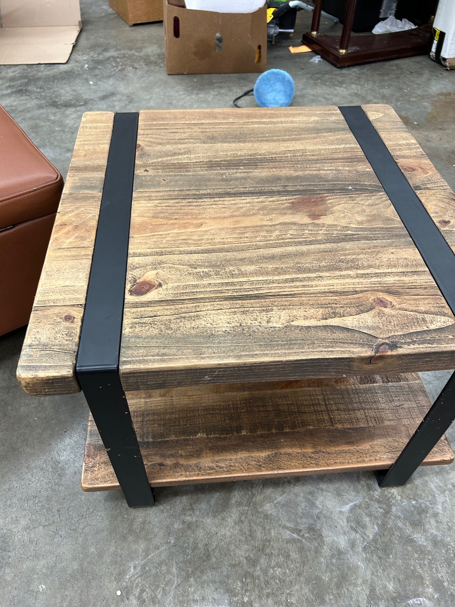 Wood And Metal End Table