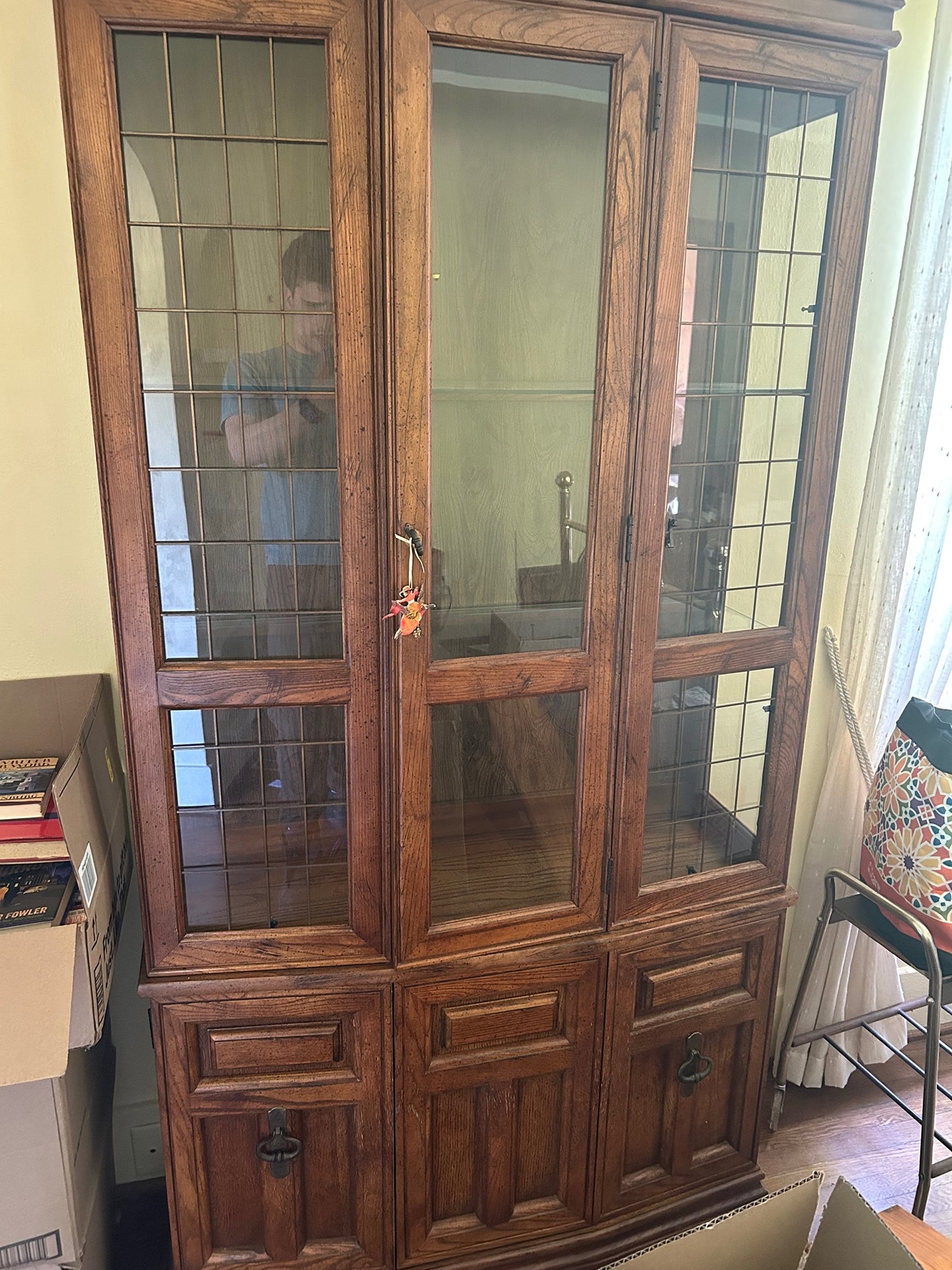 China Cabinet, with Black Metal Glass Detail