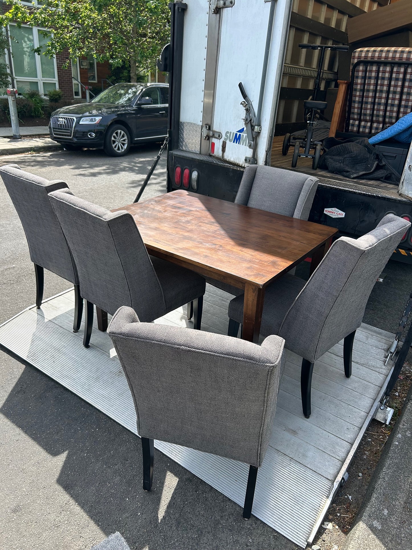 World Market, Gray Upholstered Chairs