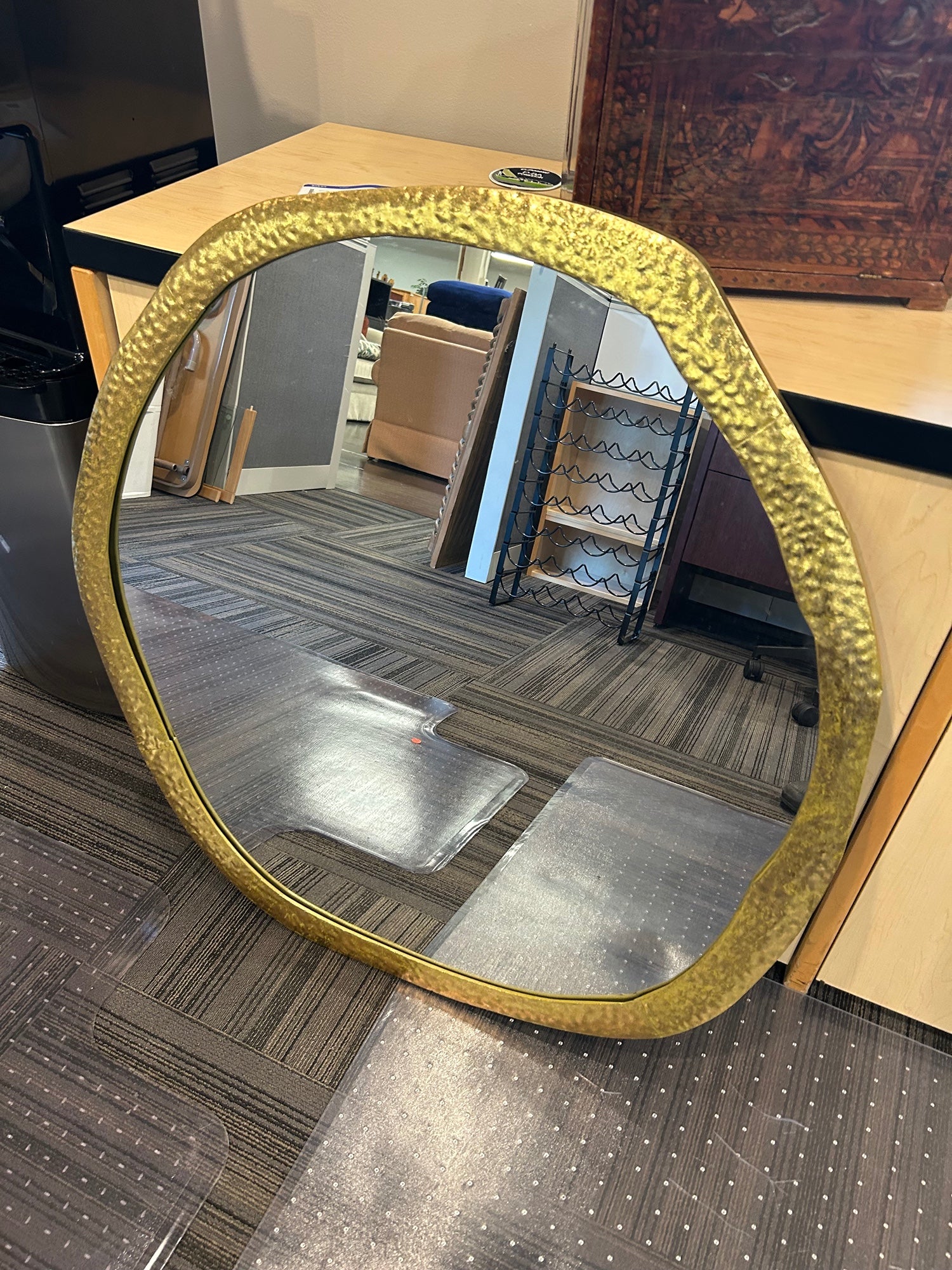 Round Gold Accent Mirror