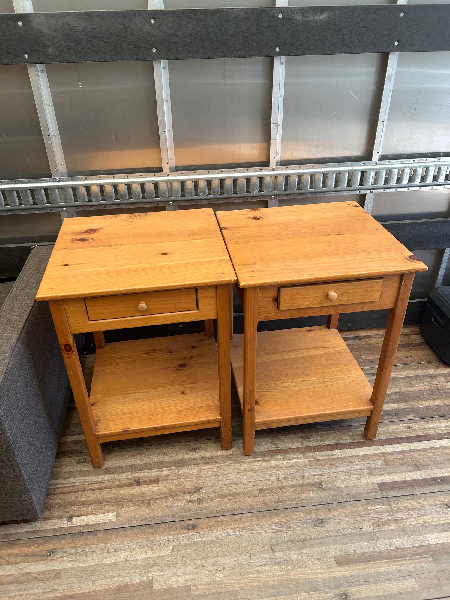 American Vintage Borkholder Amish-Made Pine Nightstands with Drawer and Shelf