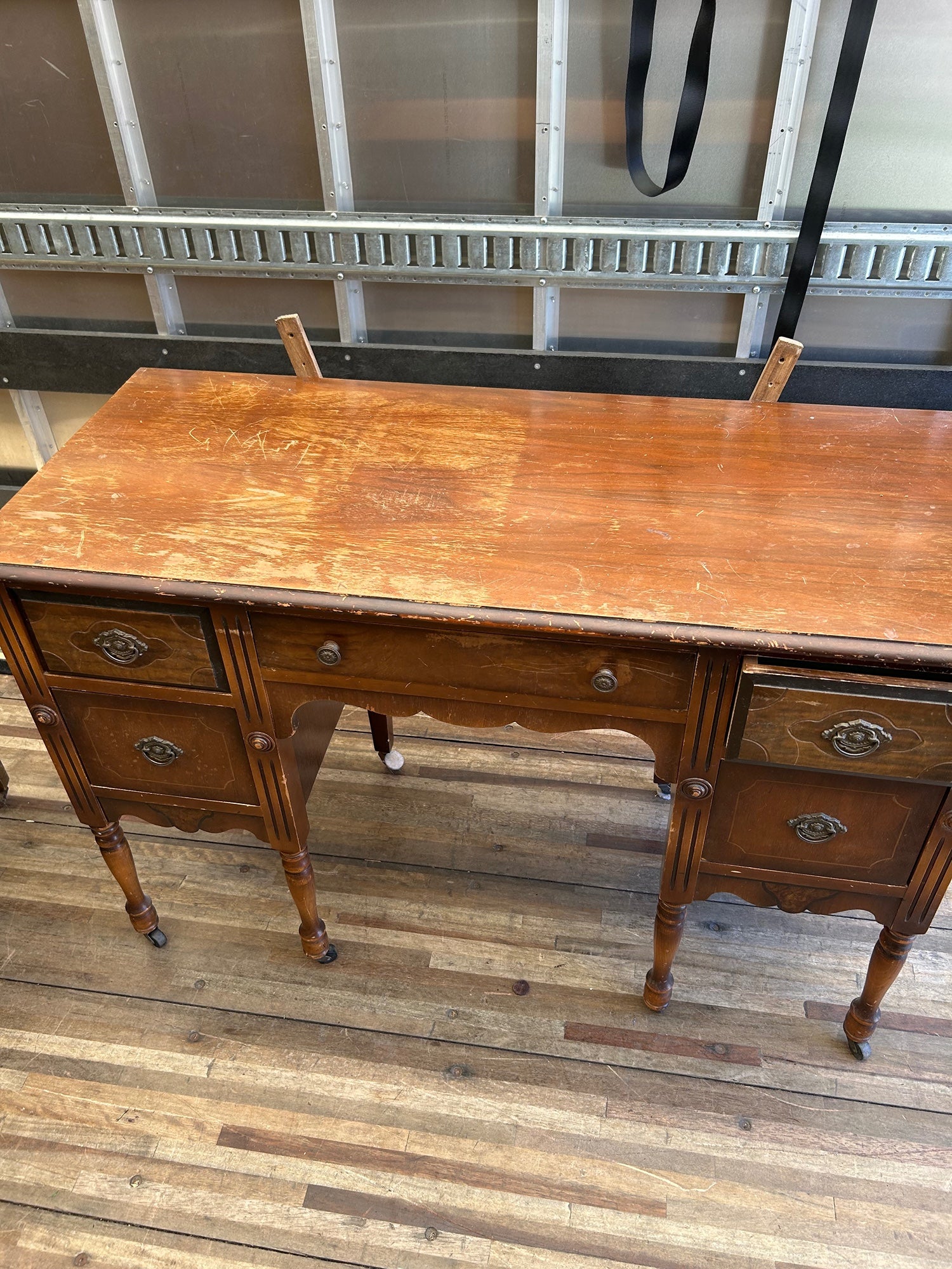 Vintage Desk with Brass Accents