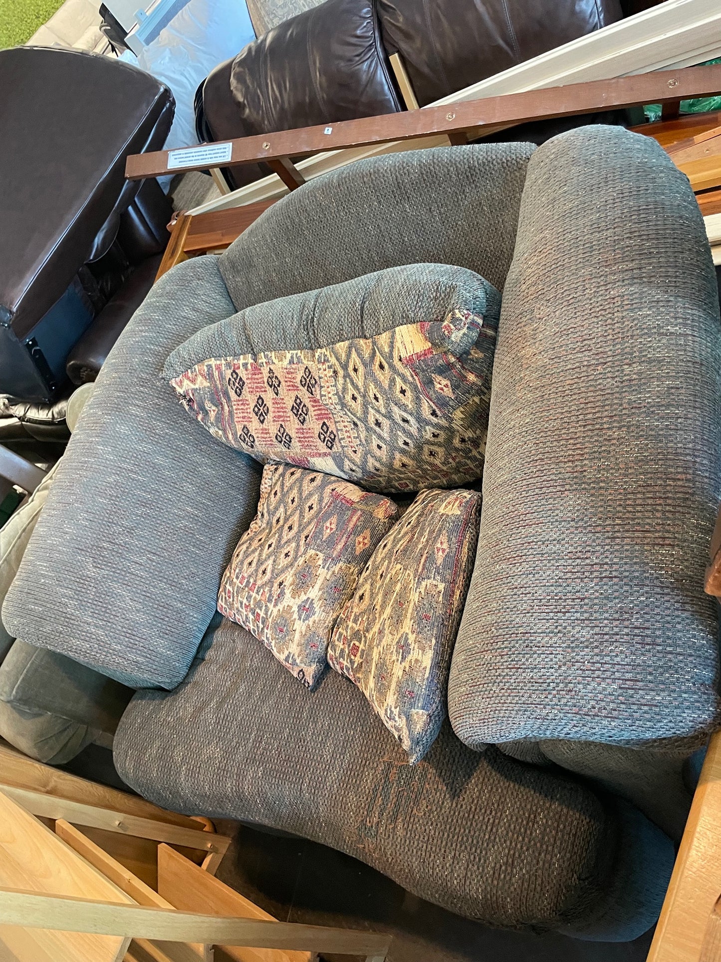 Simple Design Gray Green Arm Chair