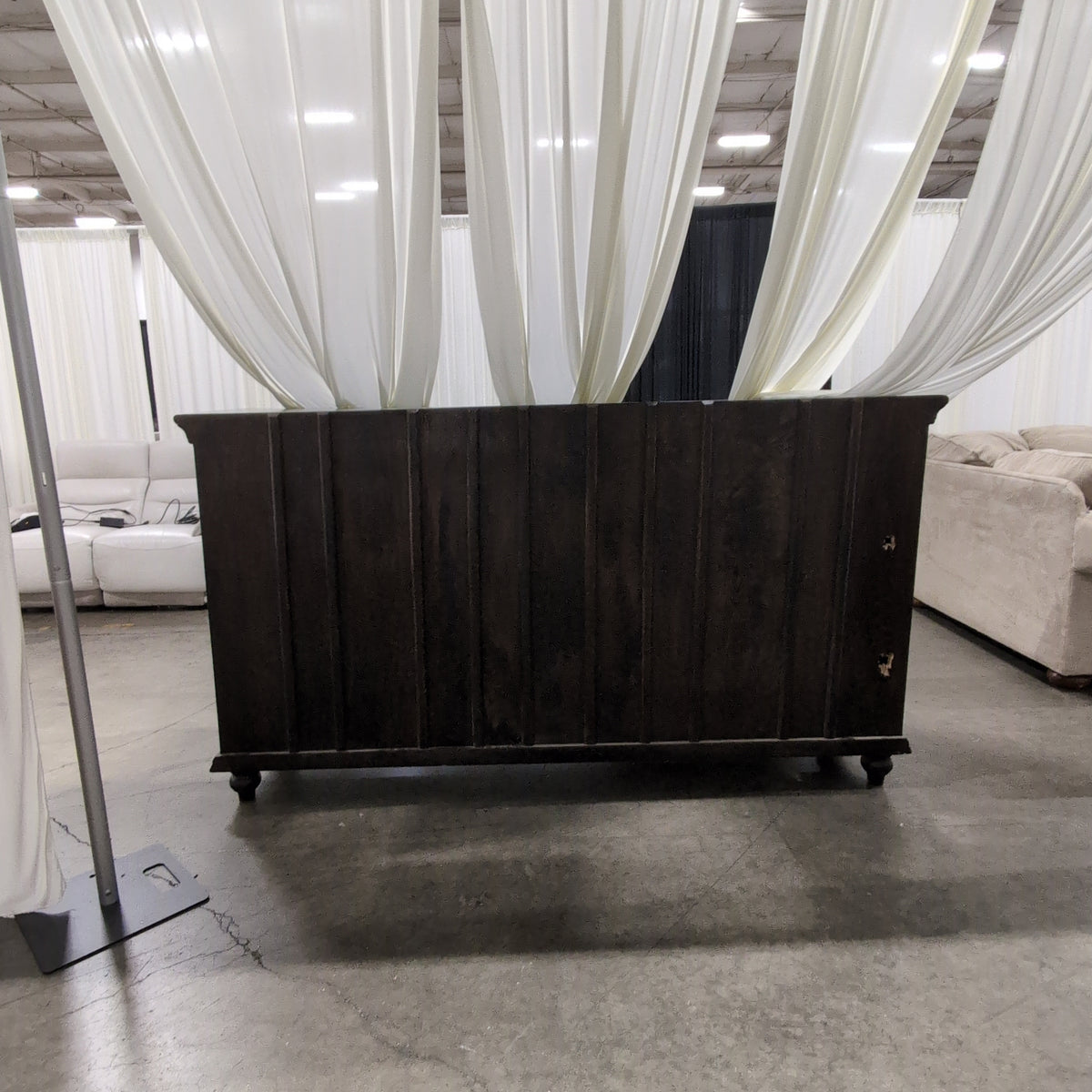 Dark Wood Buffet with Ornate Metal Doors